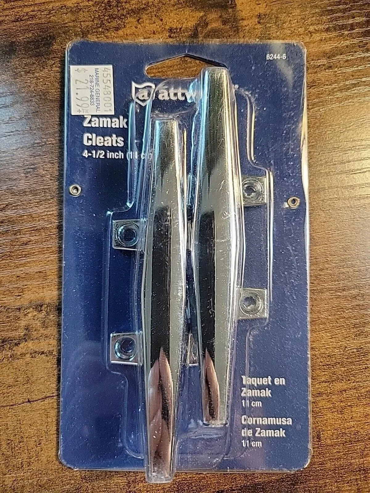 Product image for New Attwood 6244-6 - Zamak Cleats 4-1/2 Inch/11 cm Chrome Plated - 1 Pair