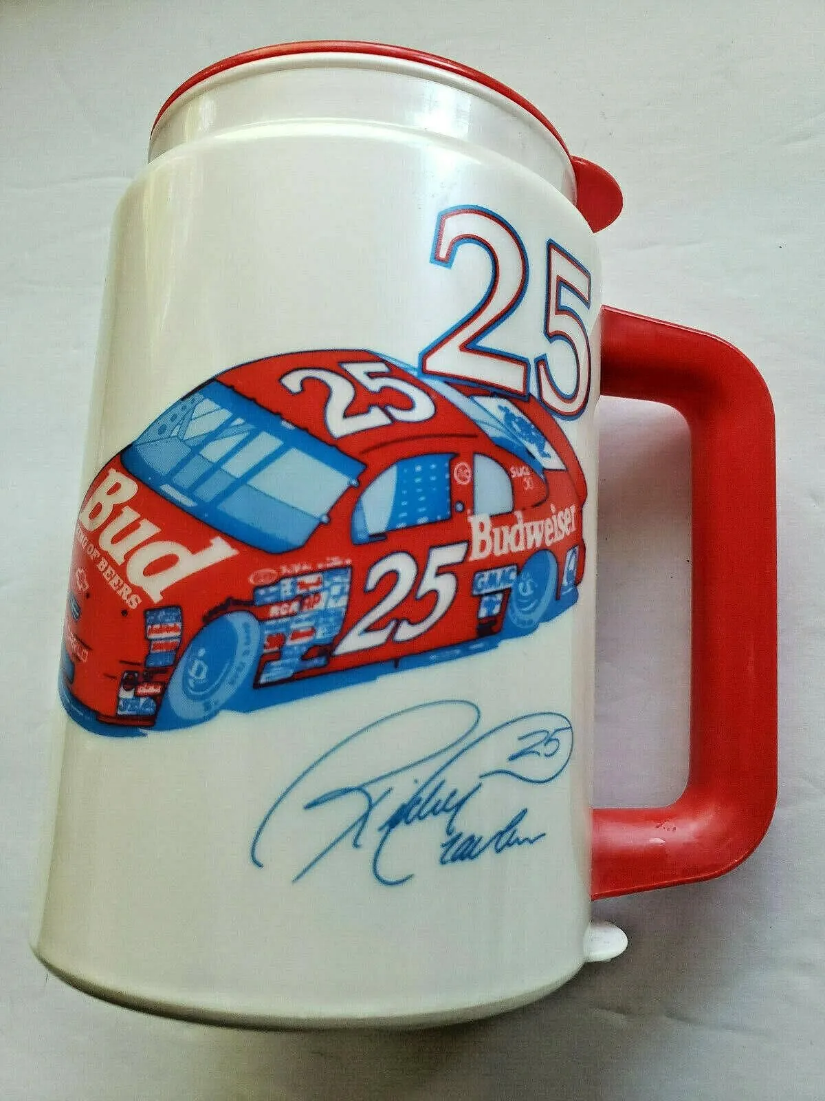 Product image for Vintage 1997 Budweiser NASCAR Rickey Craven #25 Plastic travel mug with lid U137 - new-with-box