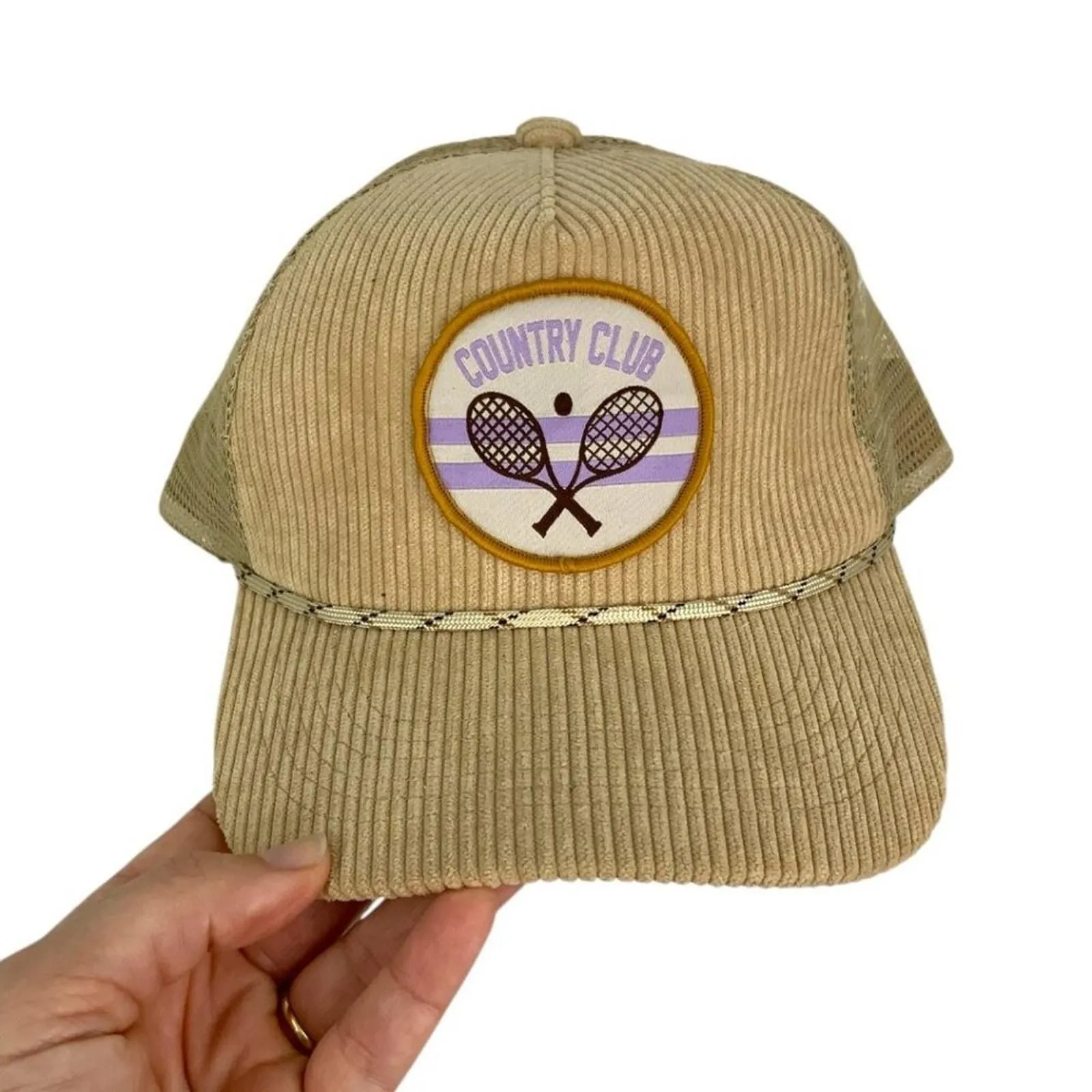 Product image for BP Country Club Corduroy Snap Back Tennis Pickleball Baseball Cap Tan NWOT - bp
