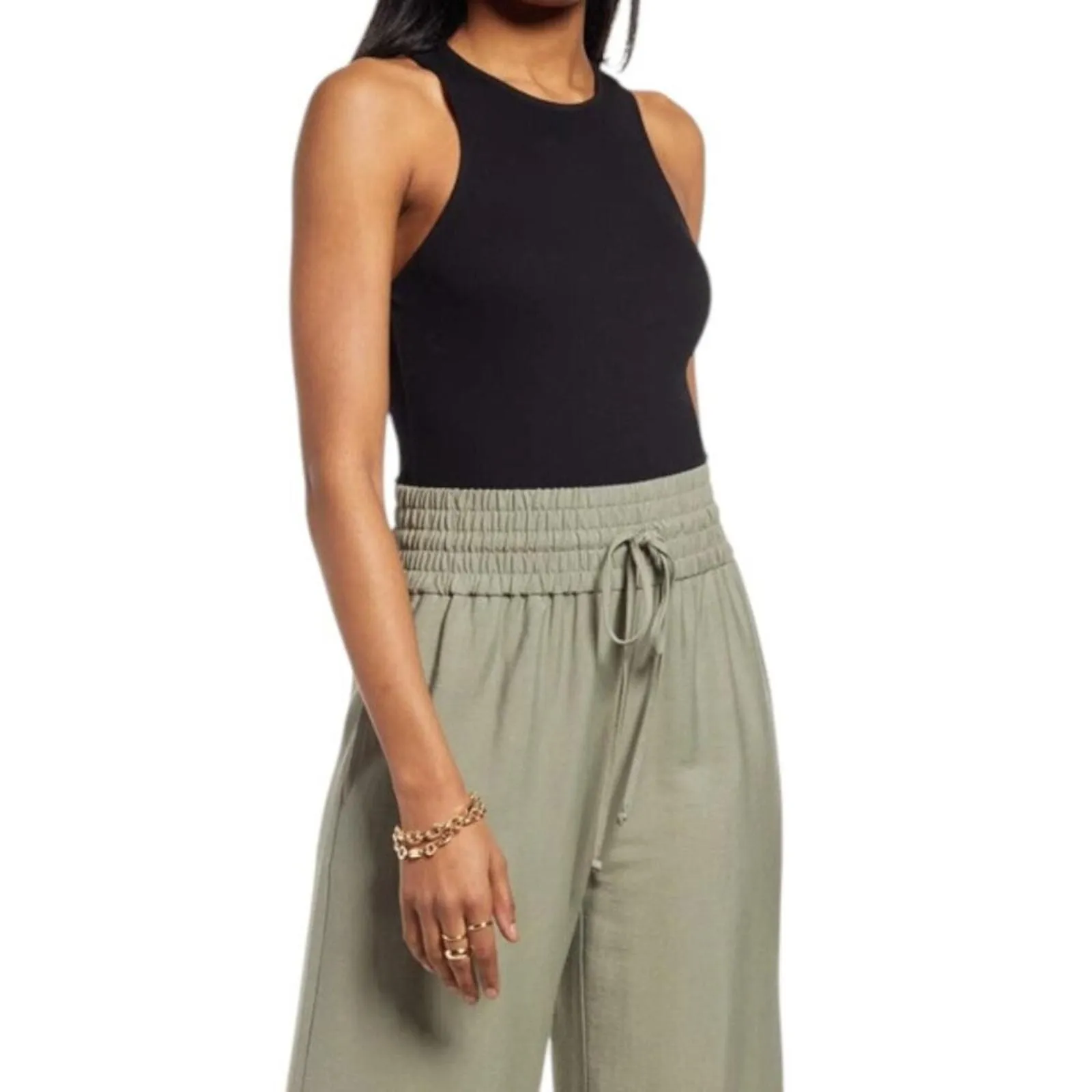Product image for Open Edit Crewneck Rib Bodysuit In Black Size XXS NWT $19 MSRP - Open Edit