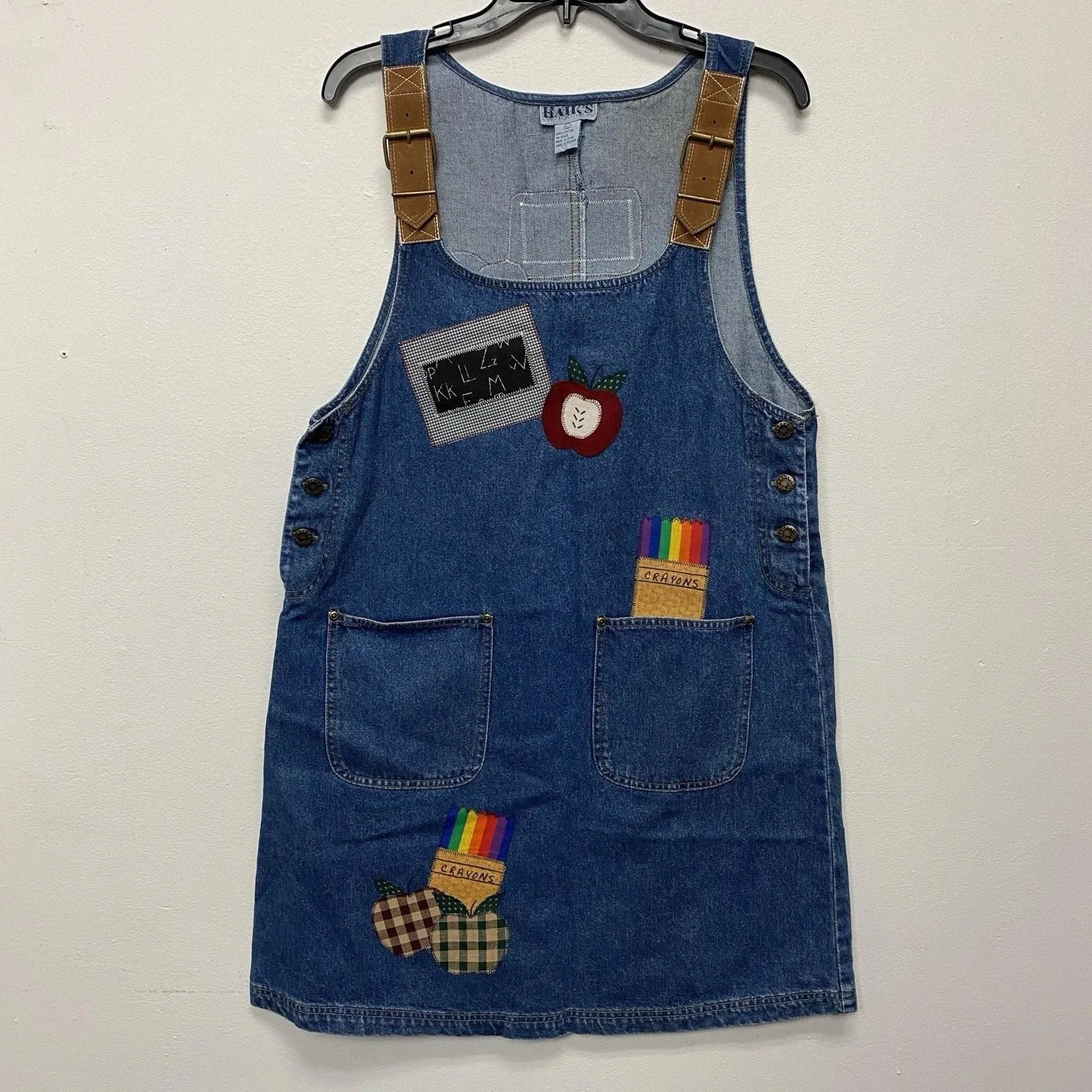 Product image for Vintage Haiks Women Large Pockets Pocket Apple Crayon Country Denim Blue Jumper - Dresses - pre-owned---excellent - Haiks
