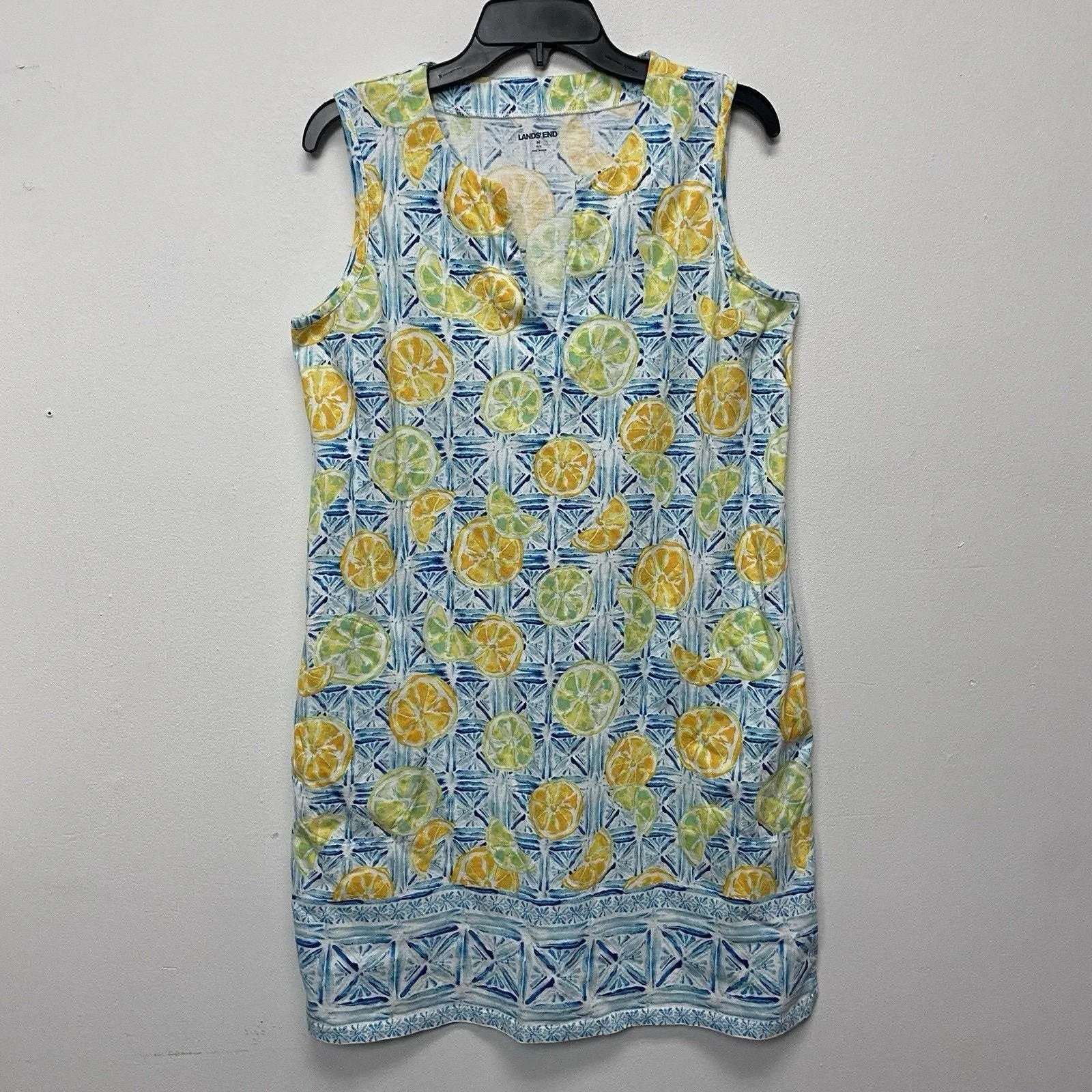 Product image for Lands' End Lemon Lime Print Sleeveless Dress Women Medium Pockets Spring Summer - Dresses - pre-owned---excellent - Lands' End