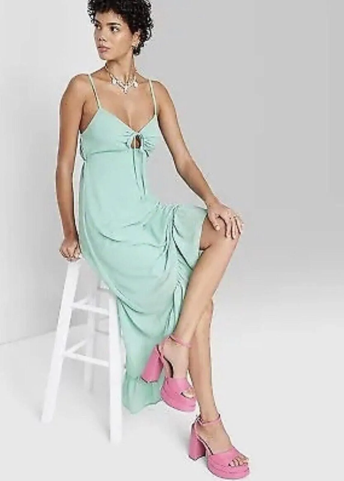 Product image for Wild Fable Sleeveless High-Low Hem Chiffon Dress Women's Aqua Green L NWT - new-with-tags - Wild Fable