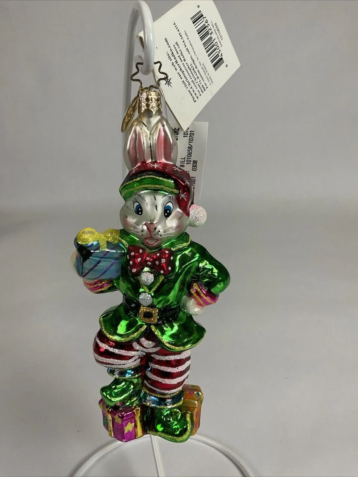 Product image for Christopher Radko Santaland Billy Bunny Elf Christmas Ornament 2003