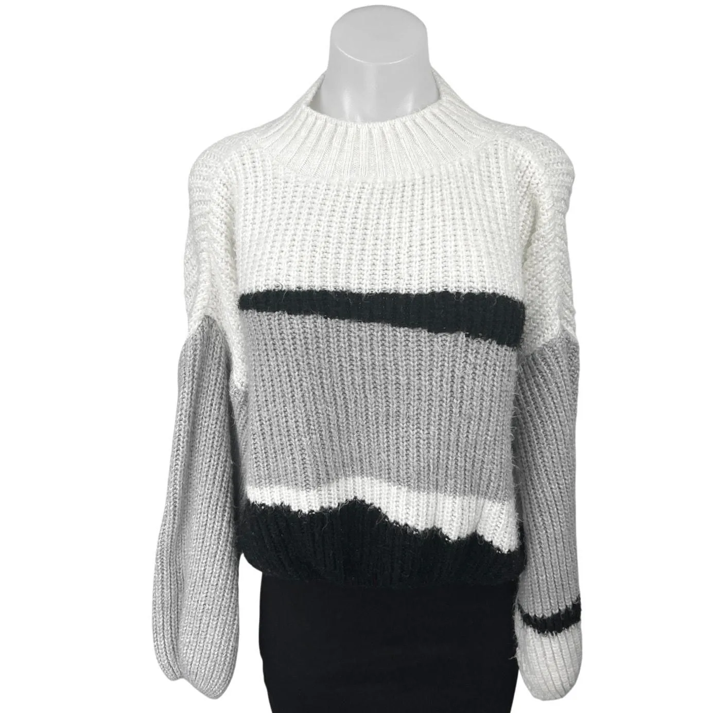 Product image for Topshop Multicolor Colorblock Knit Long Sleeve Mock Neck Cozy Sweater Top Sz 4-6 - Sweaters - pre-owned---good - Topshop