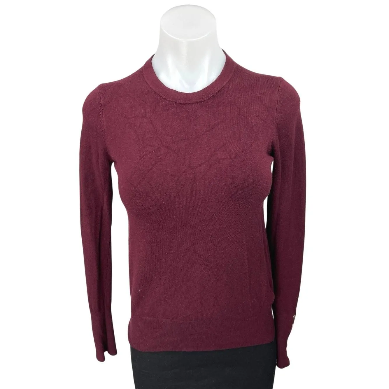 Product image for Zara Women's Maroon Knit Long Sleeve Crew Neck Pullover Cozy Sweater Top Size S - Tops - pre-owned---good - Zara