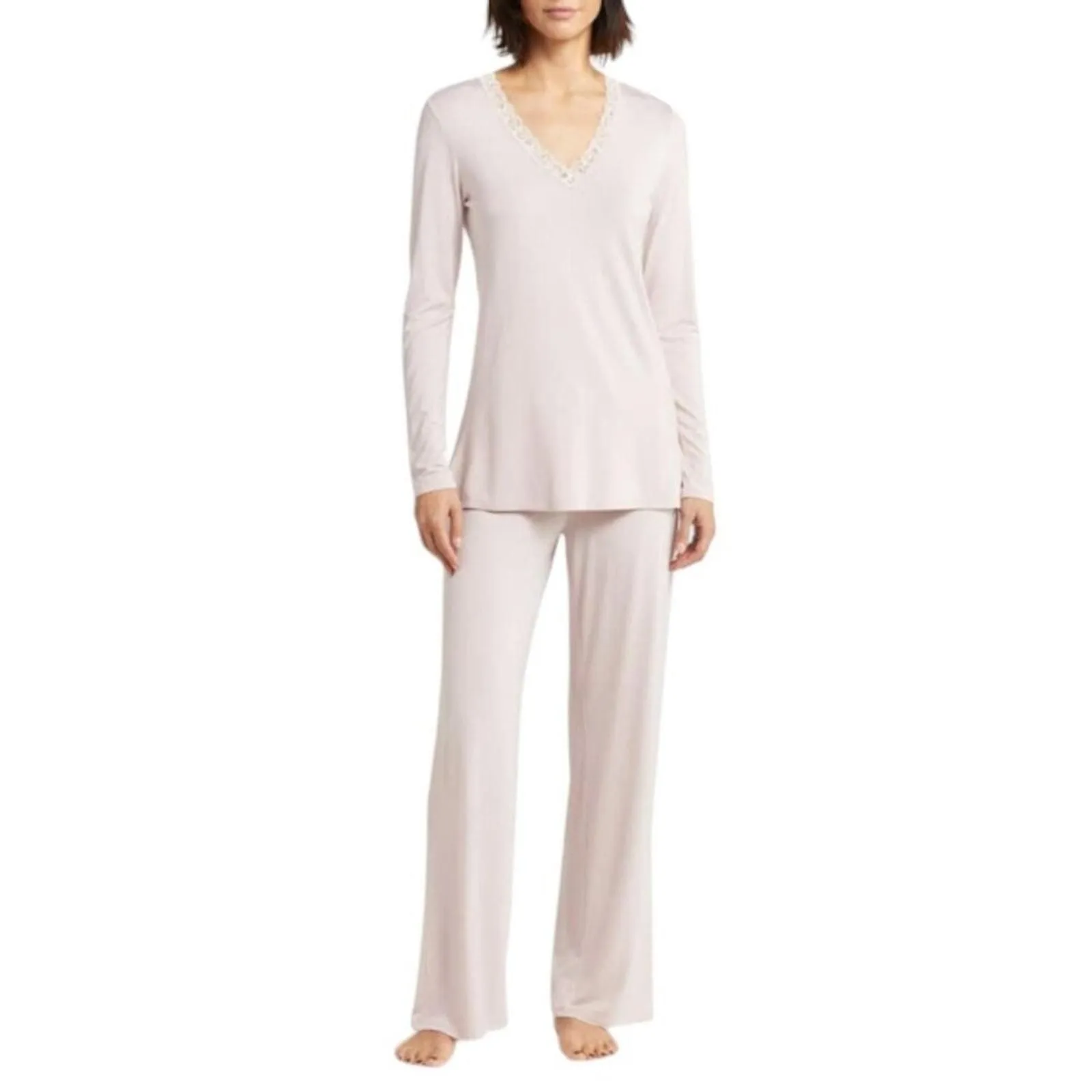 Product image for Natori Feathers Pajamas in Rosette Pink Size XS NWT $130 MSRP - Natori