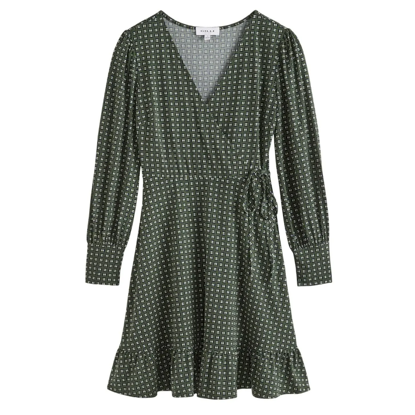 Product image for Gilli Pamela Knit Faux Wrap Dress in Green, Size M - new-with-tags - Gilli