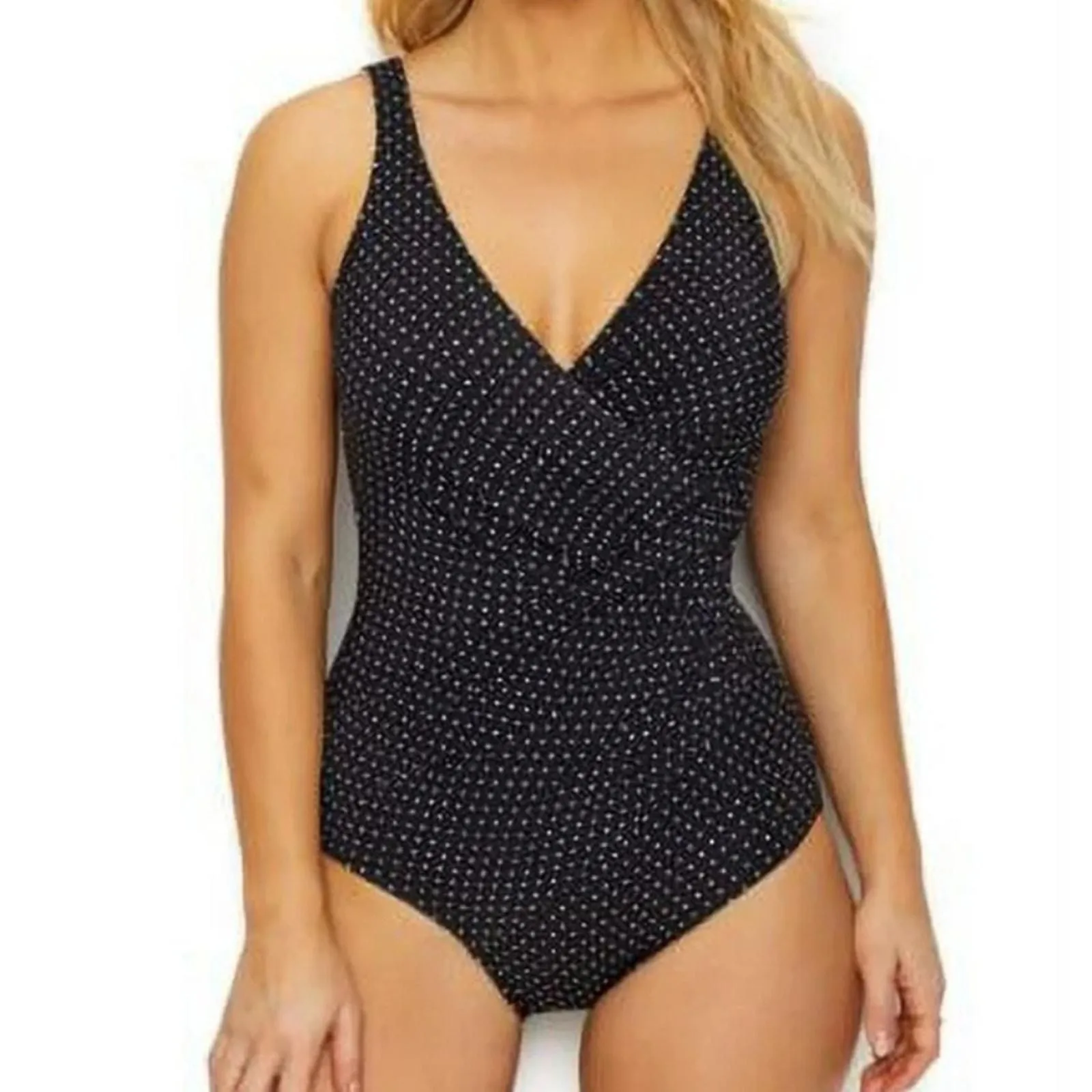 Product image for NWOT MIRACLESUIT Pin Point Oceanus One-Piece Black/White Swimsuit Size 12DDD - new-without-tags - Miraclesuit