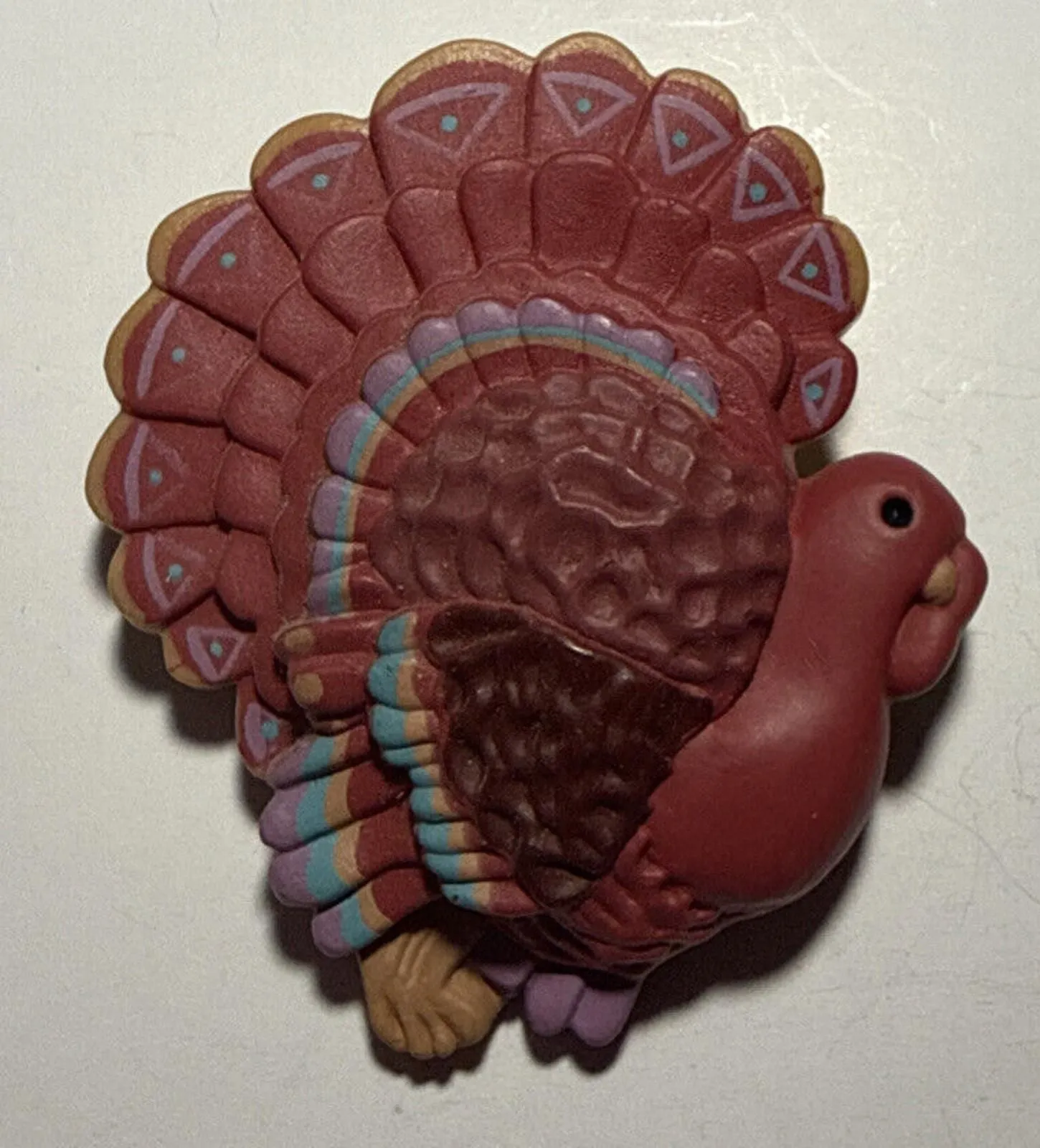 Product image for Vintage Hallmark Thanksgiving Red/Pink Turkey Pin E13