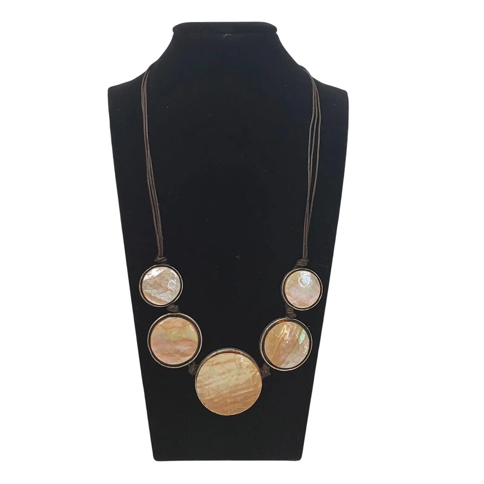 Product image for Xc Round Iridescent Necklace Boho 10" Bohemian Signed - Brooch - pre-owned---good