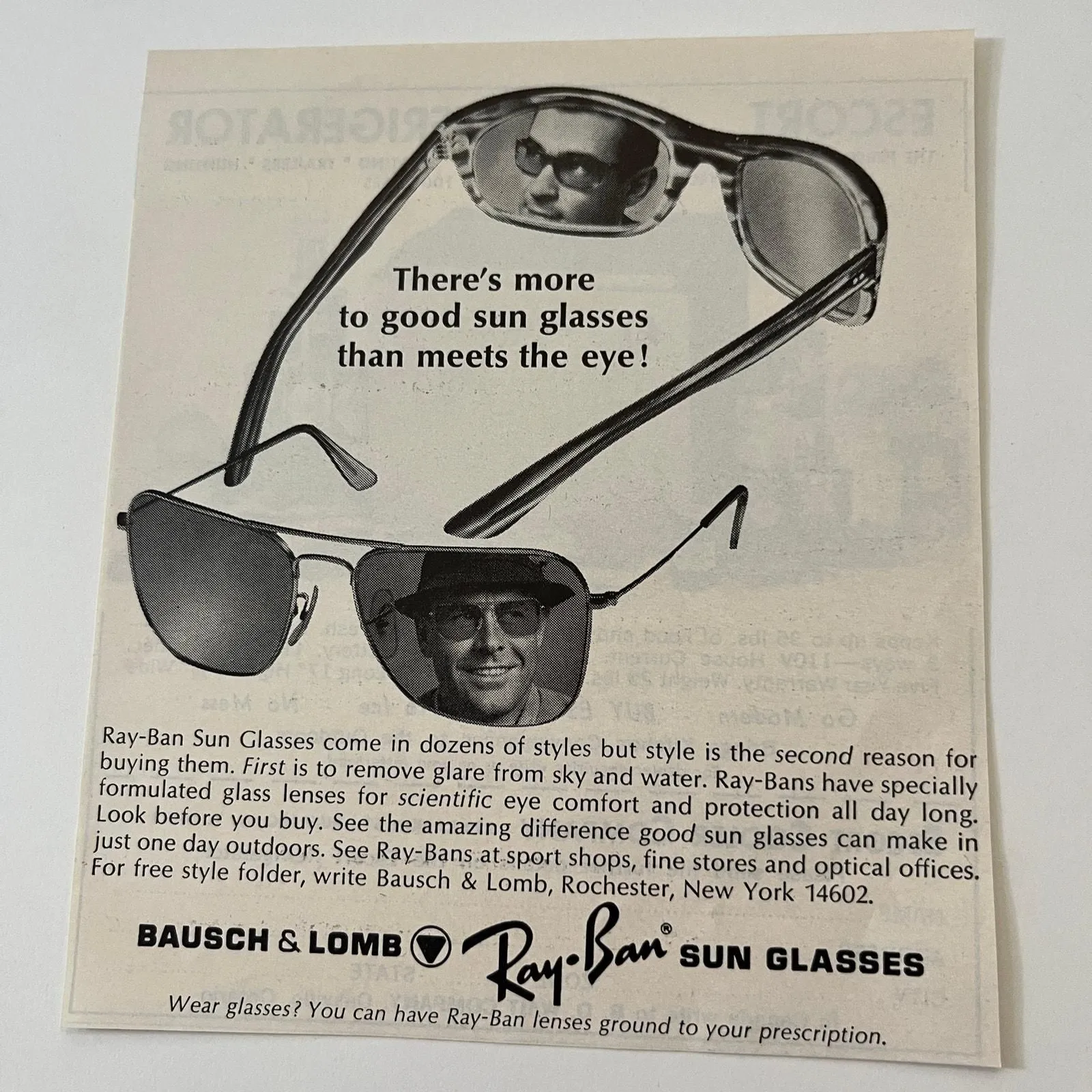 Product image for Bausch & Lomb Ray-Ban Sun Glasses Rochester NY 1965 Magazine Ad SAG6-1