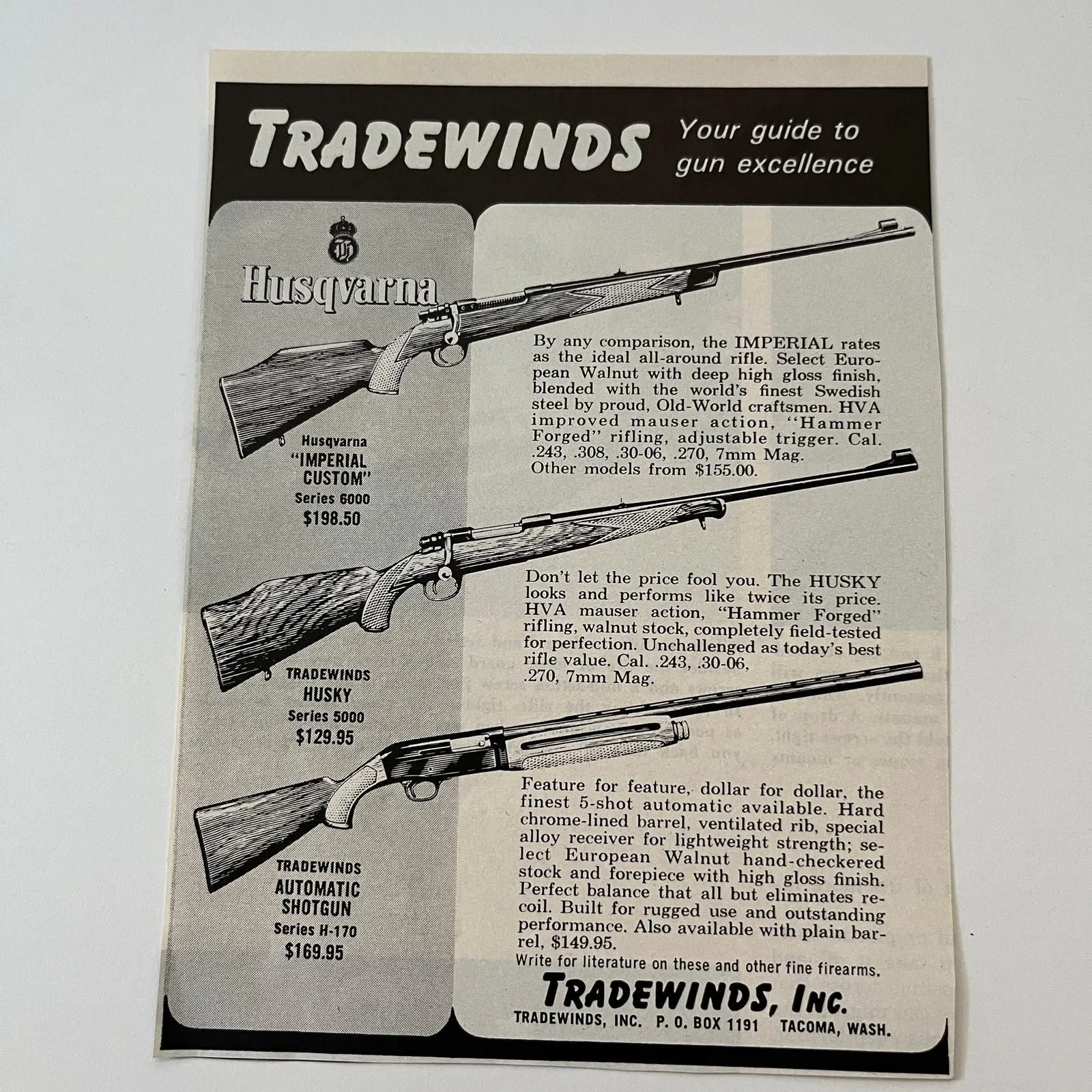 Product image for Tradewinds, Inc. Husqvarna Imperial Custom Tacoma WA 1965 Magazine Ad SAG6-1