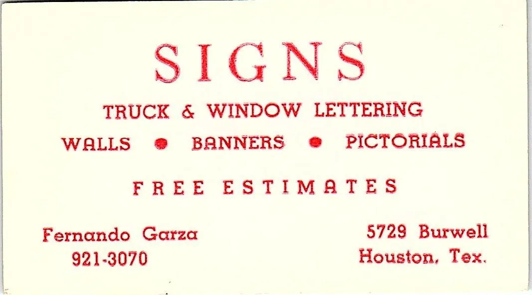 Product image for Signs Truck & Window Lettering Fernando Garza Houston TX Business Card SSB4-15