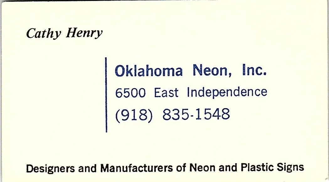Product image for Oklahoma Neon, Inc. Plastic Signs Cathy Henry Vintage Business Card SSB4-15