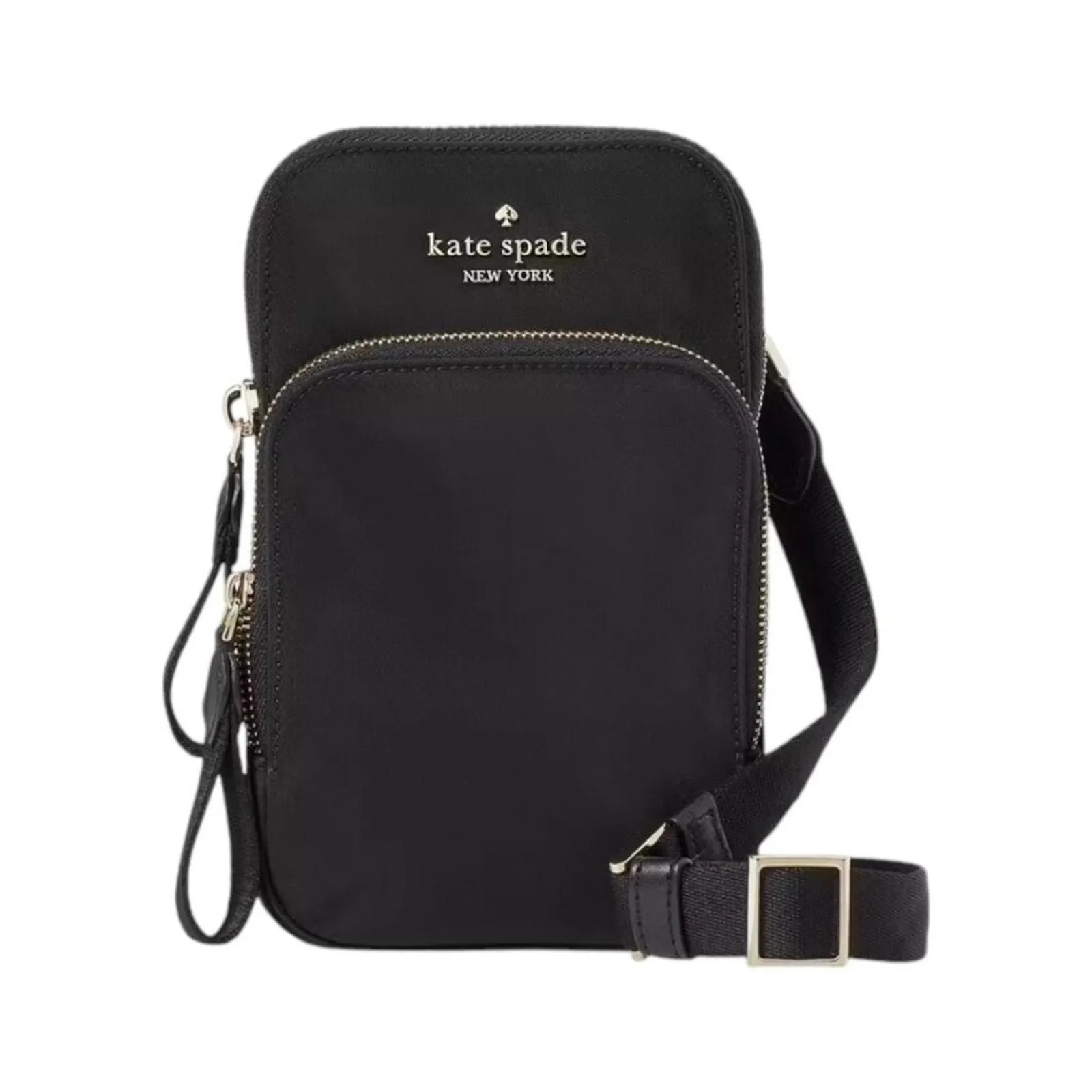 Product image for Kate Spade Chelsea Dual Zip Phone Crossbody Black Gold Hardware $179 MSRP
