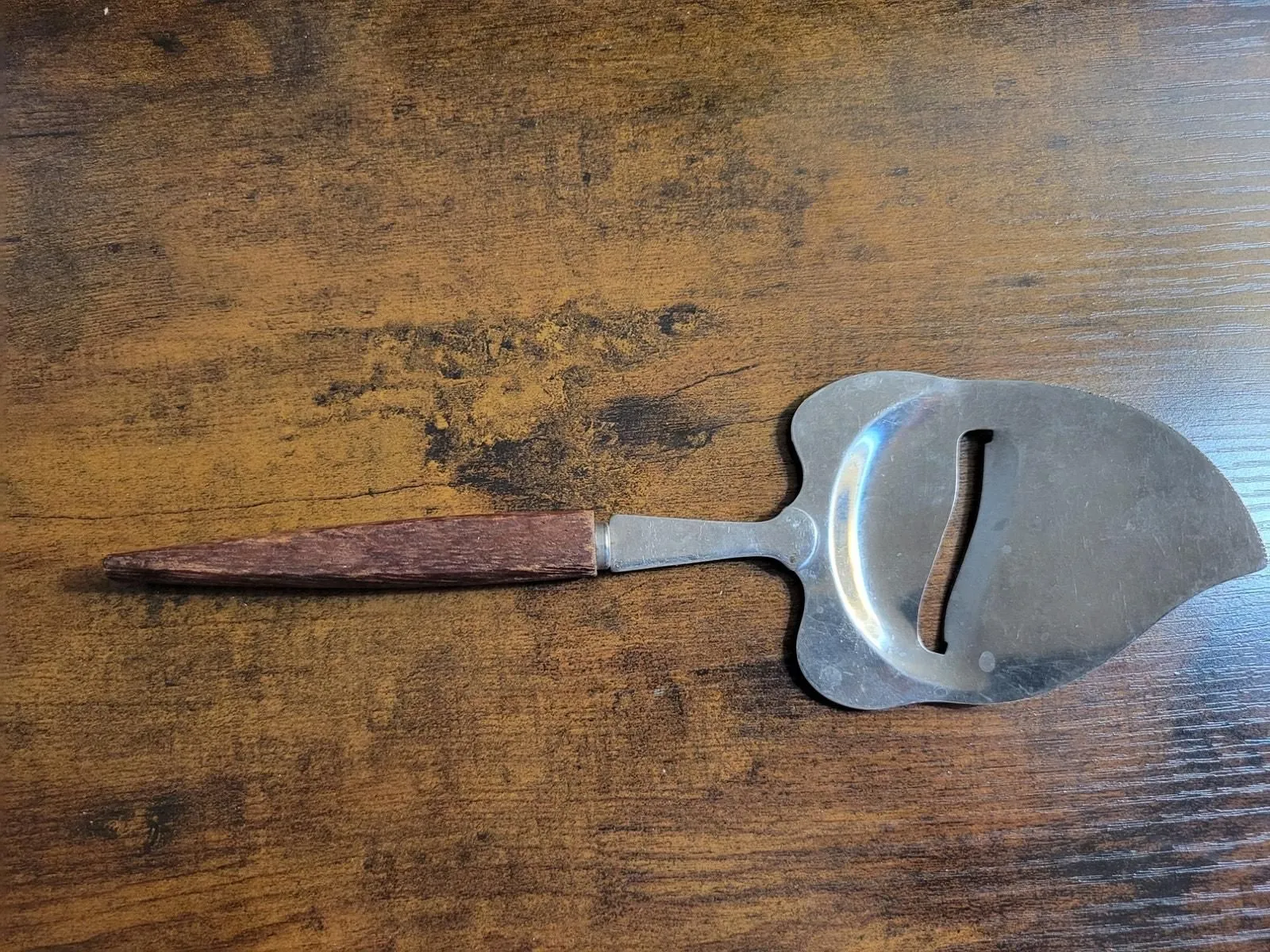 Product image for Vintage Stainless Steel Cheese Slicer/Server - Wood Handle -Made in Japan - pre-owned---good