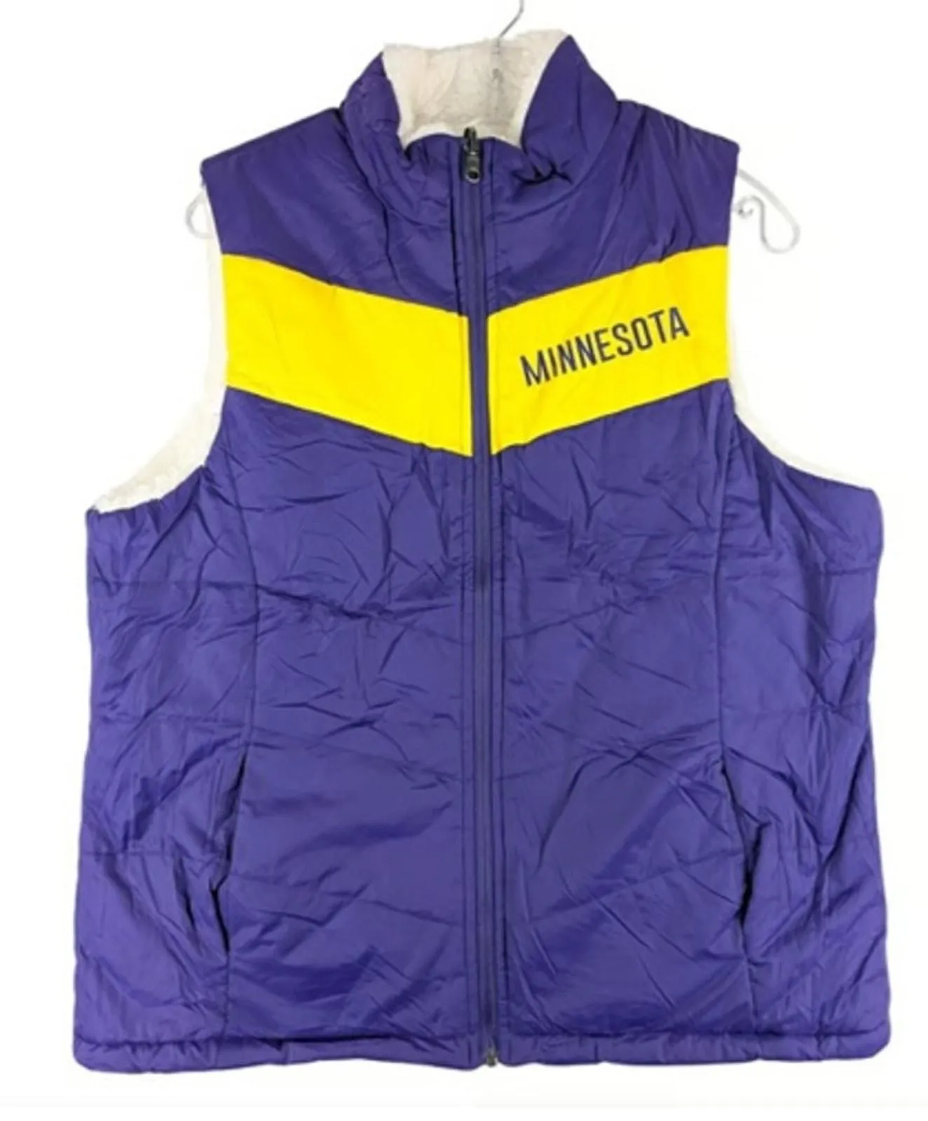 Product image for NWOT NFL Reversible Puffer Vest Sherpa  -Minnesota Vikings Women's XXL - new-with-tags - NFL