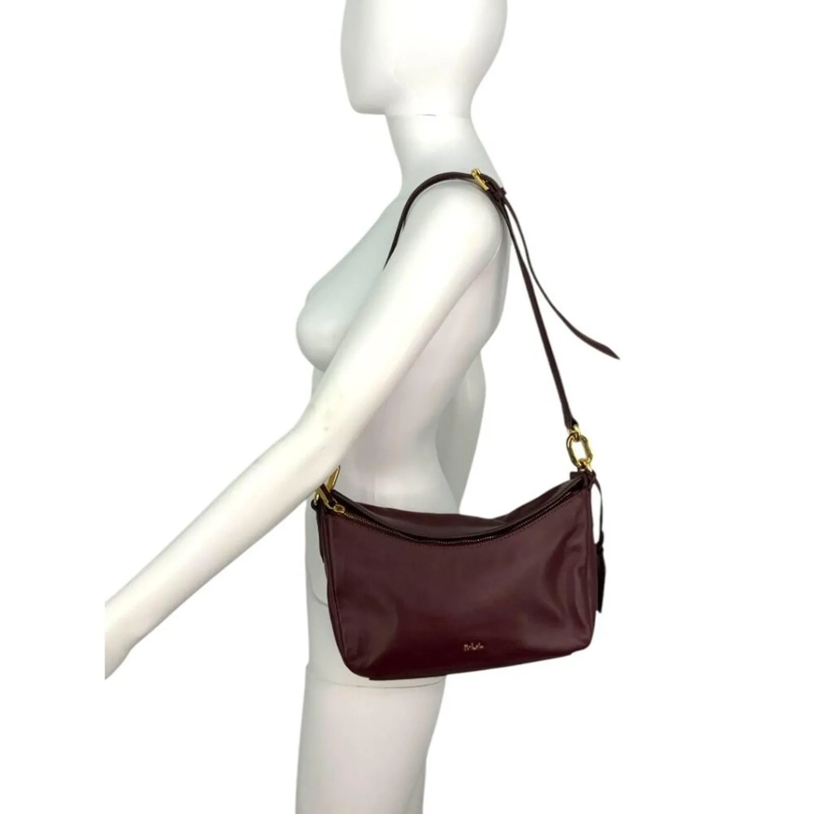 Product image for Lauren Ralph Lauren Bramfield Callen Hobo Shoulder Bag in Claret $278 MSRP