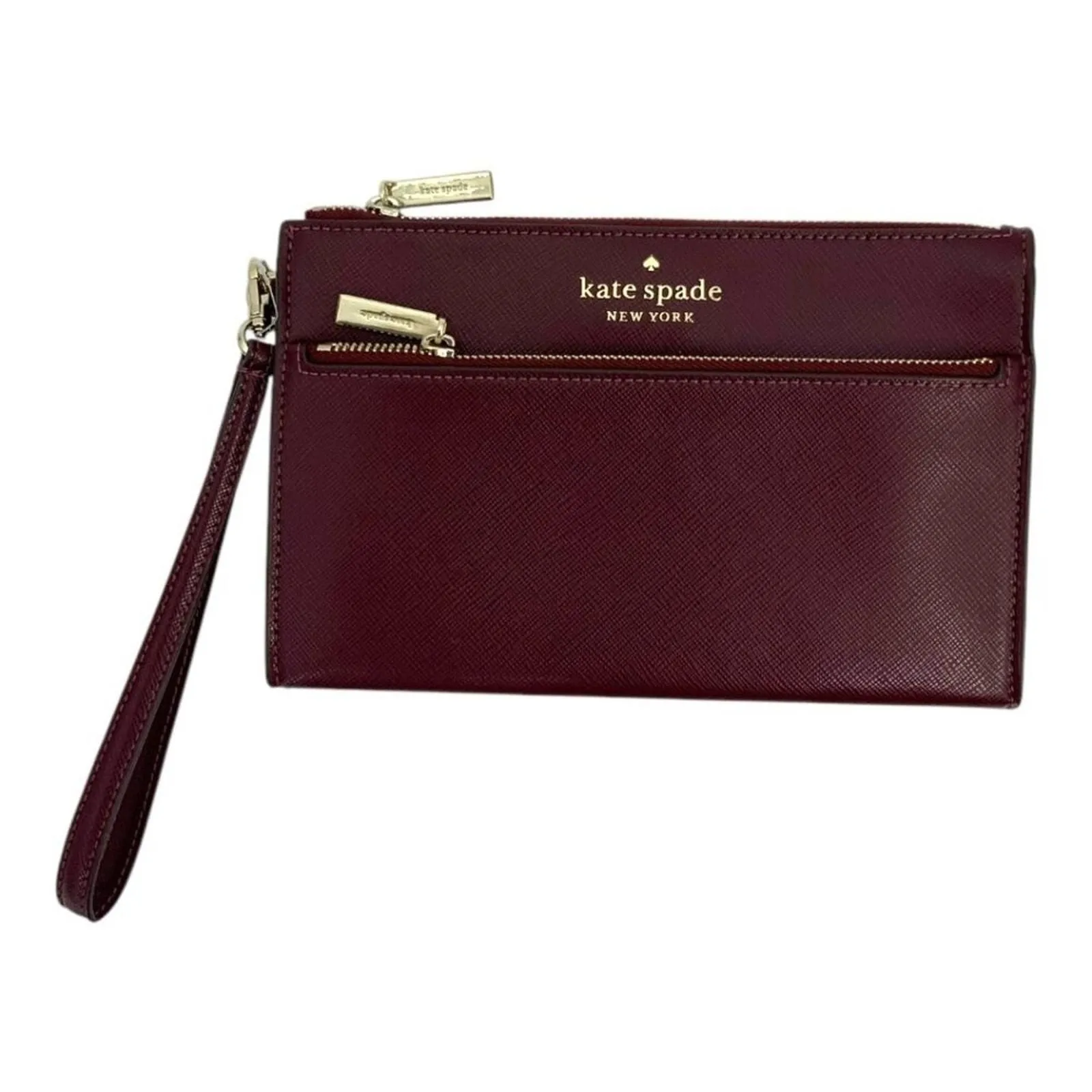 Product image for Kate Spade Staci Medium Leather Wallet Wristlet Cranberry Gold Hardware