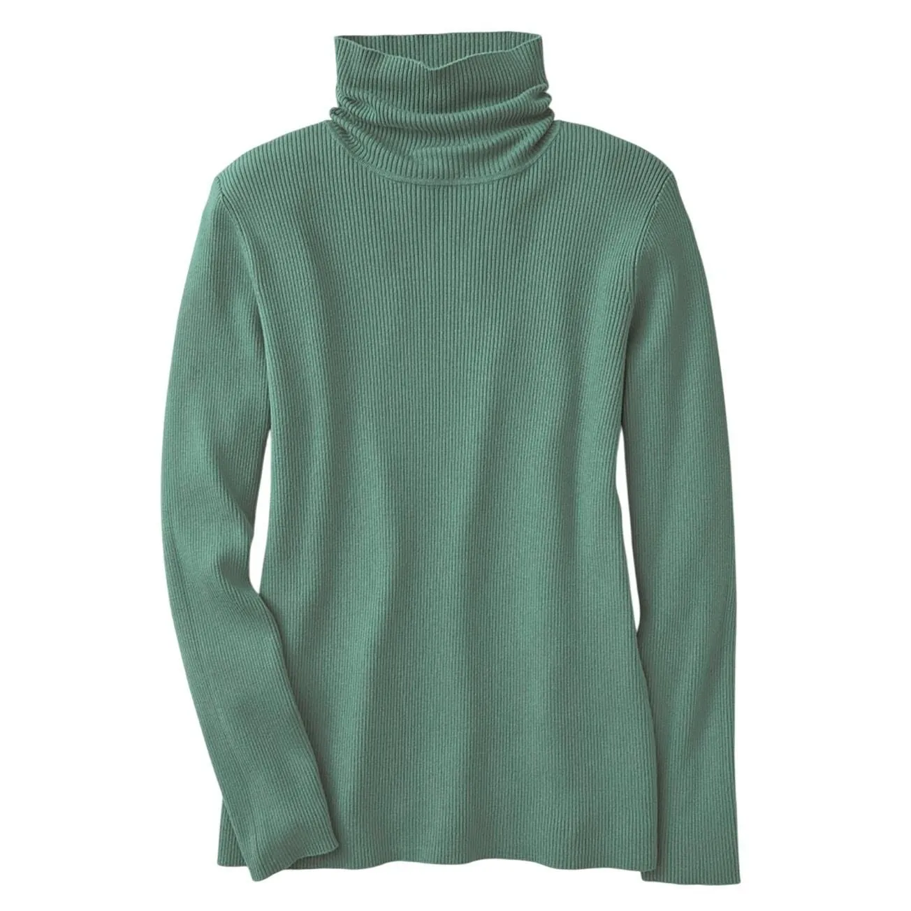 Product image for Coldwater Creek Ribbed Turtleneck Sweater in Dusty Sage, Size M - Coldwater Creek
