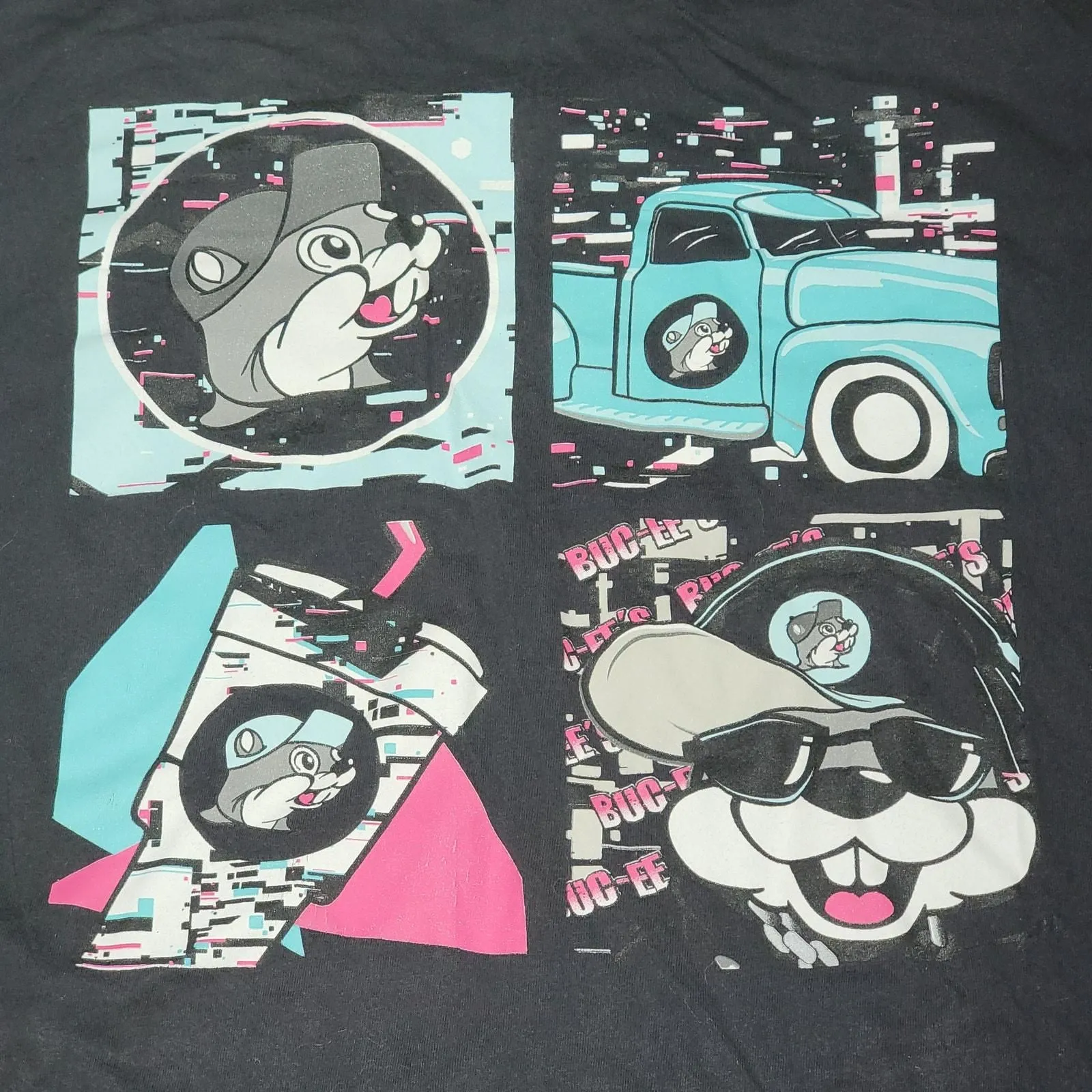 Product image for Buc-ee's LS Black Unisex Tee Retro 4 Squares - Size Large