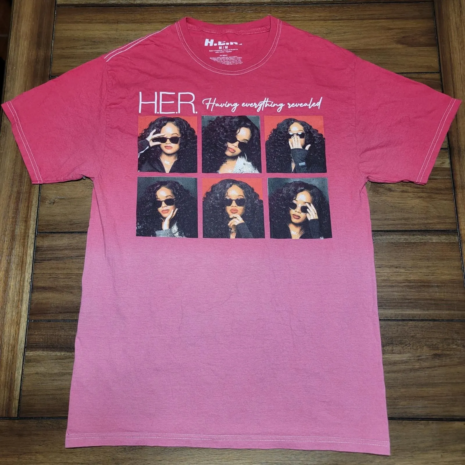 Product image for H.E.R. SS Red Fade Unisex Tee "Having Everything Revealed" - Size Medium