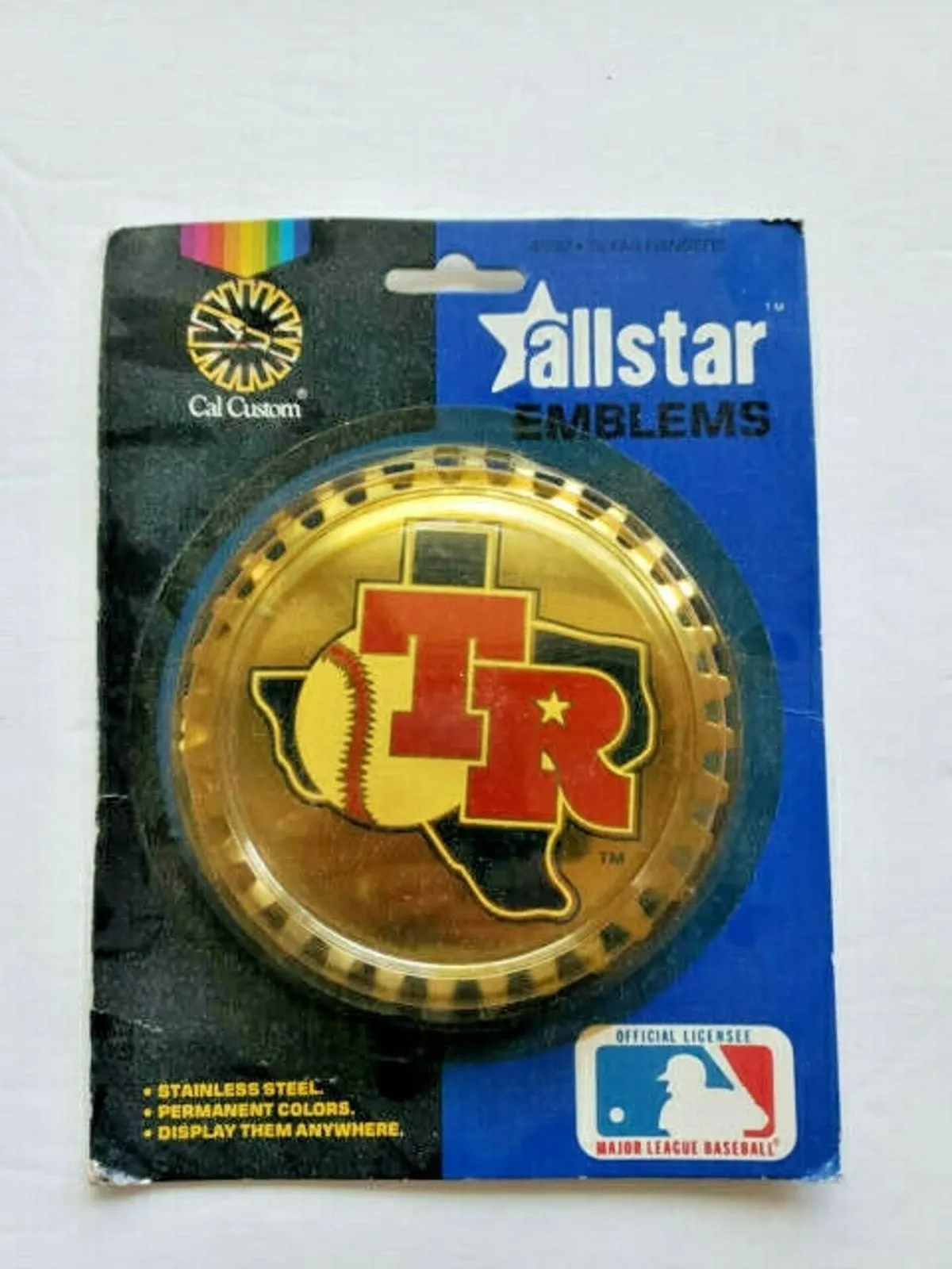 Product image for 1983 All Star collector's car badge texas ranger metal MLB emblem NOS U294