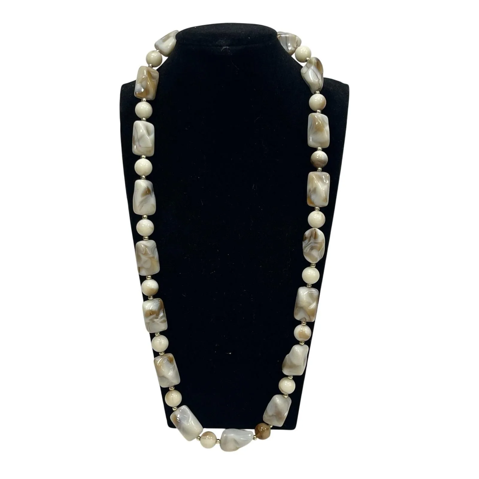 Product image for Faux Stone Plastic Bead Necklace 11.5" Boho Bohemian Unsigned - pre-owned---good