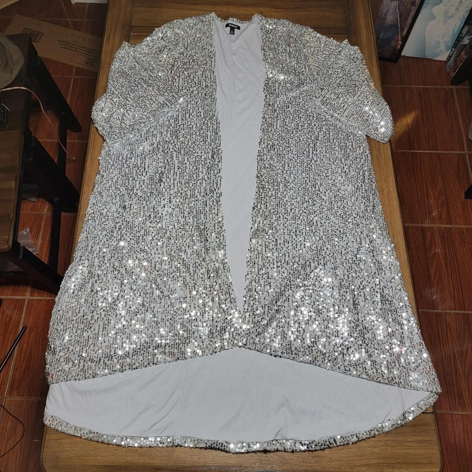 Product image for Torrid Full Silver Sequin Long Jacket - Size 4