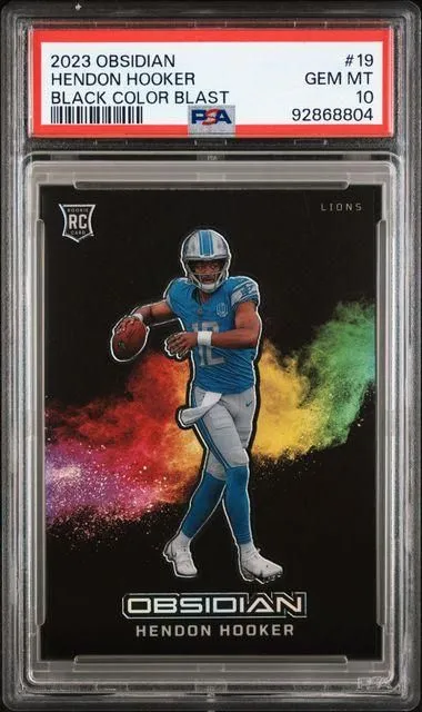 Product image for 2023 PANINI OBSIDIAN BLACK COLOR BLAST HENDON HOOKER #19 PSA GEM MT 10