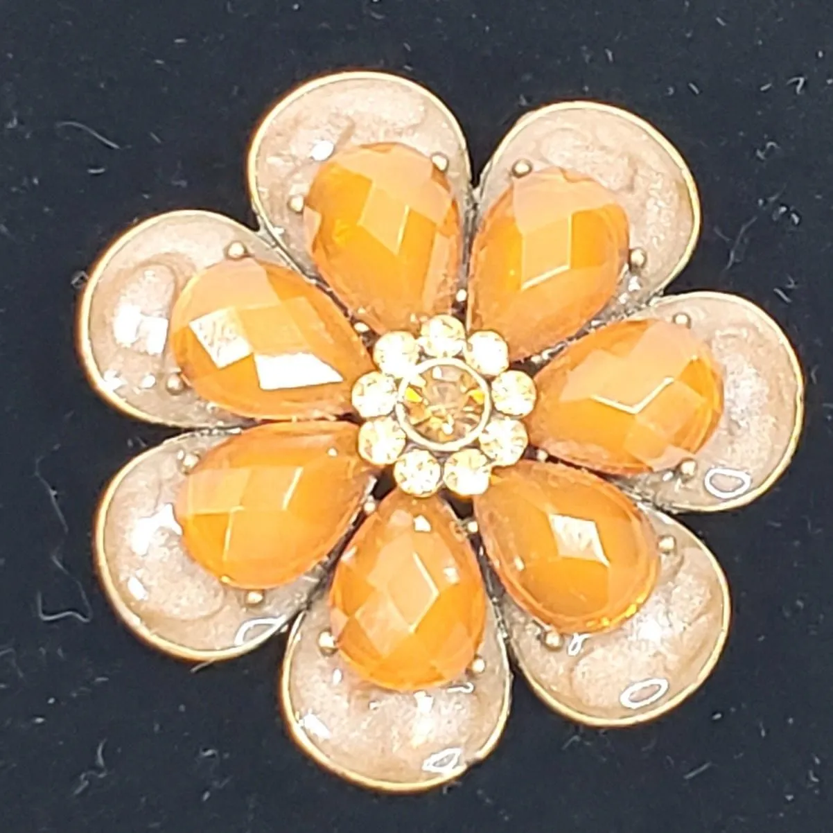 Product image for Flower Enamel Glass Rhinestone Open Back 2" Unsigned Bloomcore Floral Brooch Pin - pre-owned---good