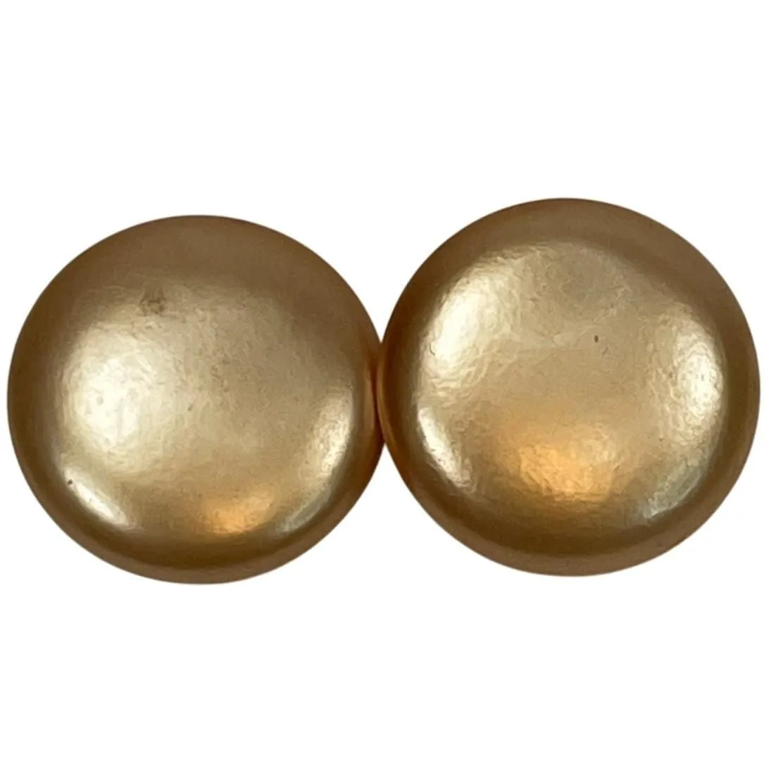 Product image for Round Gold Plastic Clip on Earrings 1" Boho Bohemian Unsigned Vtg Retro - Earring - pre-owned---good