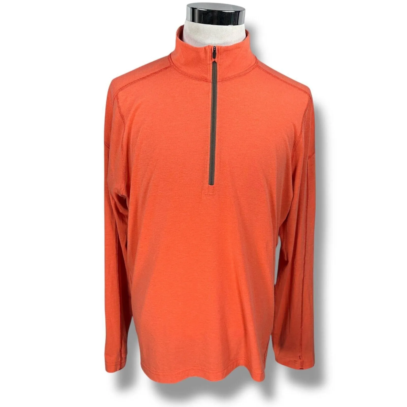 Product image for Stio Top Men's XL Orange Stretch Performance 1/2 1/4 Half Zip Pullover Active - pre-owned---good - Stio