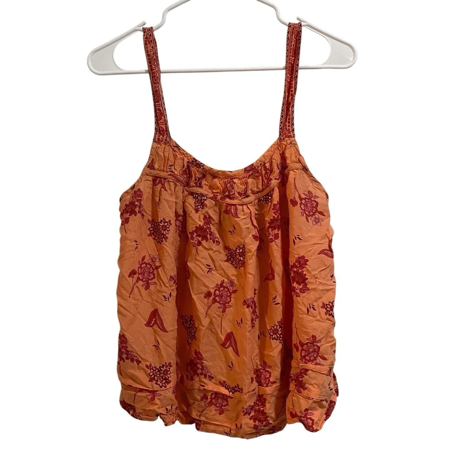 Product image for By Anthropologie Women Medium Tank Top Orange Floral Lightweight Bloomcore - M - Tops - pre-owned---good - Anthropologie