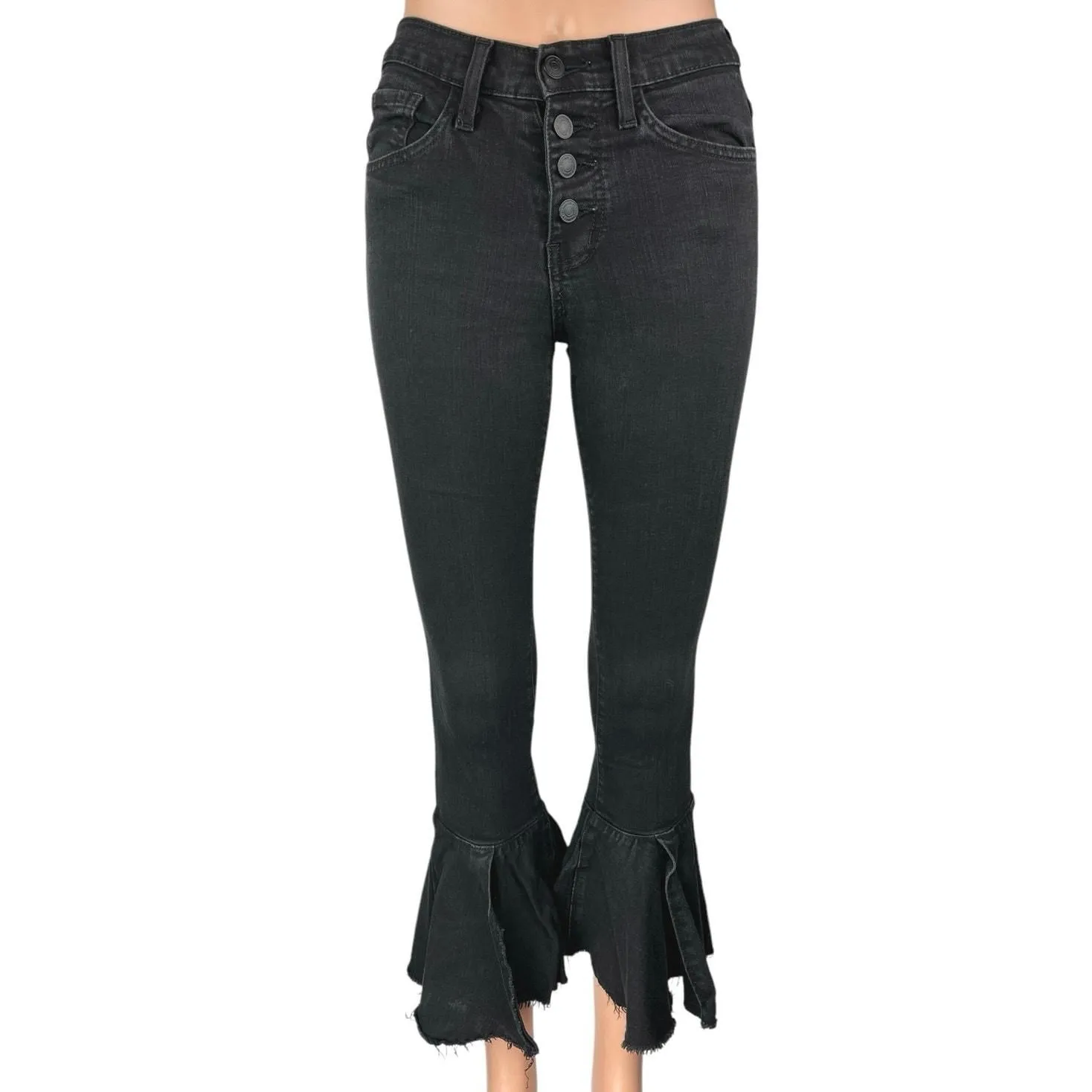Product image for Flying Monkey Black Button Fly Flared Bootcut Bell Bottom Denim Jeans Size 24 - n/a - Bottoms - 24 - pre-owned---good - Flying Monkey