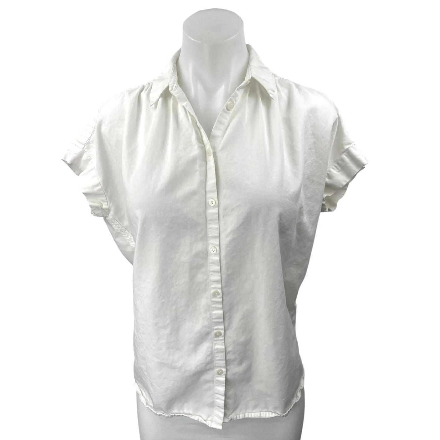 Product image for Madewell Women's White Button Up Short Sleeve Collar Shirt Blouse Top Size XS - Tops - XS - pre-owned---good - Madewell