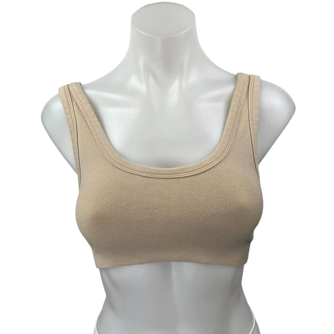 Product image for ALO Tan Sleeveless Knit Pullover Activewear Yoga Sports Bra Crop Tank Top Size S - S - Tops - pre-owned---good - Alo