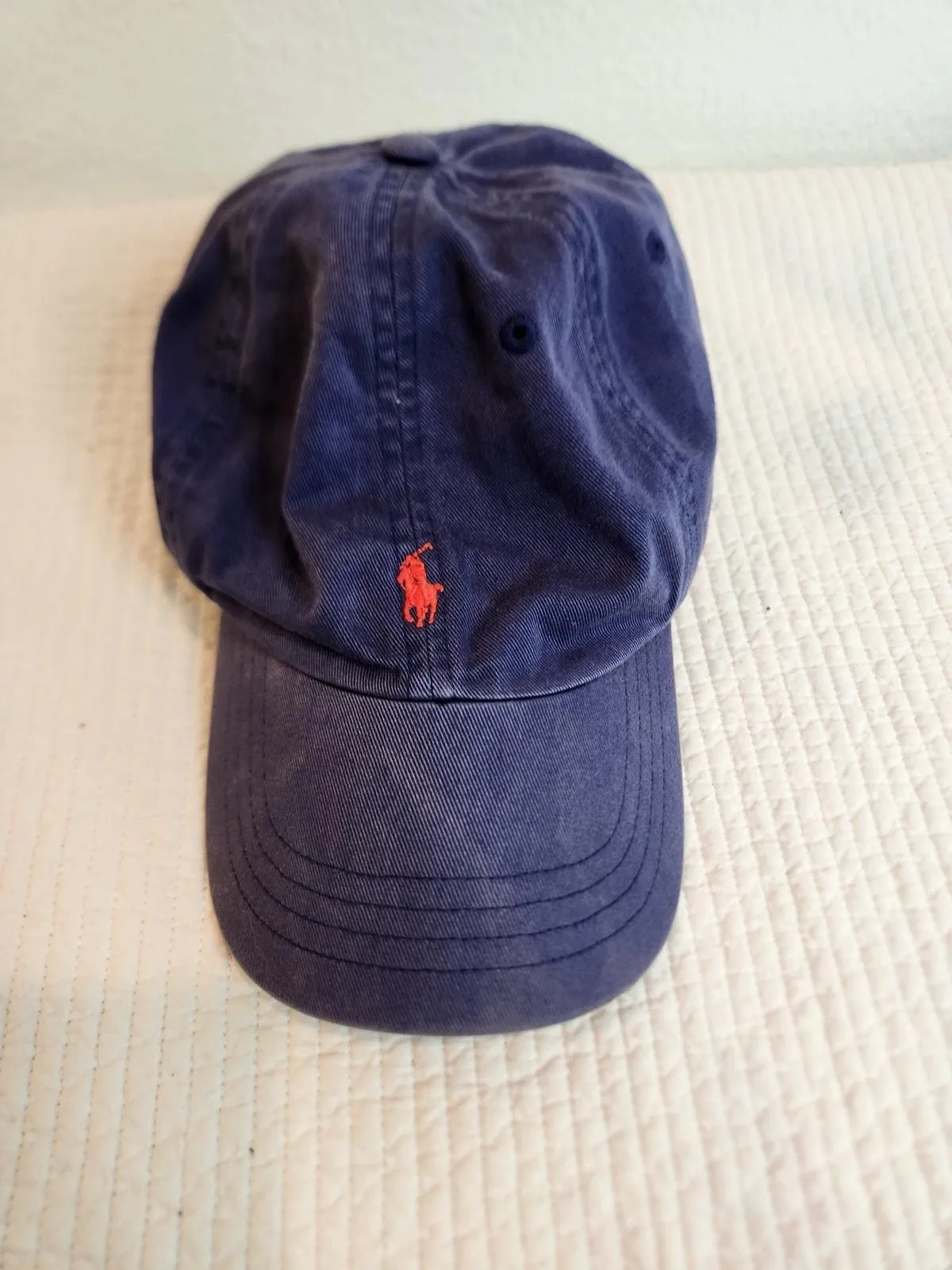 Product image for Polo Ralph Lauren Classic Twill Baseball Cap Navy Blue Red Pony Adjustable Strap - pre-owned---good - Polo Ralph Lauren