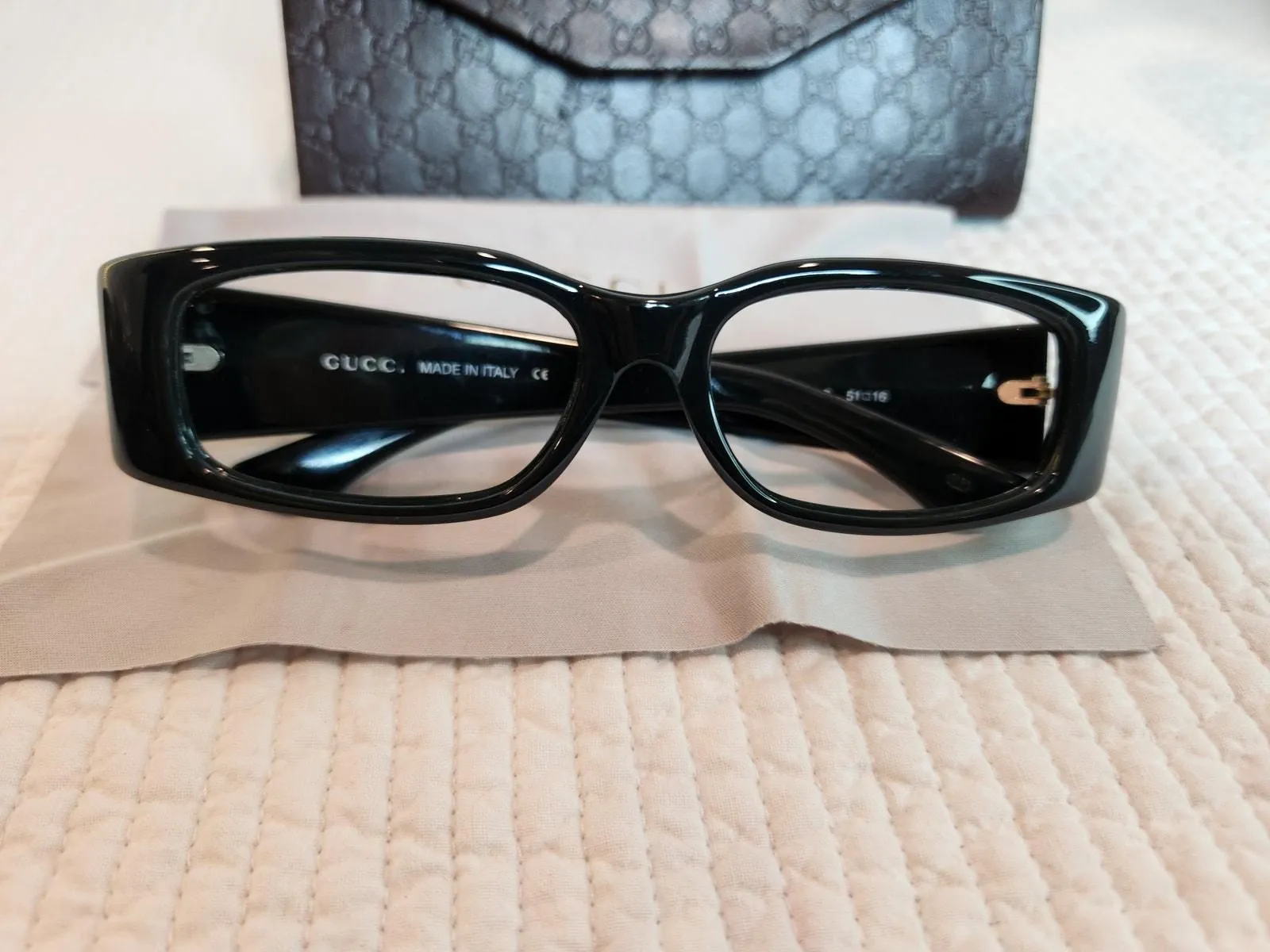 Product image for Gucci GG 1154/S Black Rectangular frame only  51-16-130 Italy with Case & Cloth