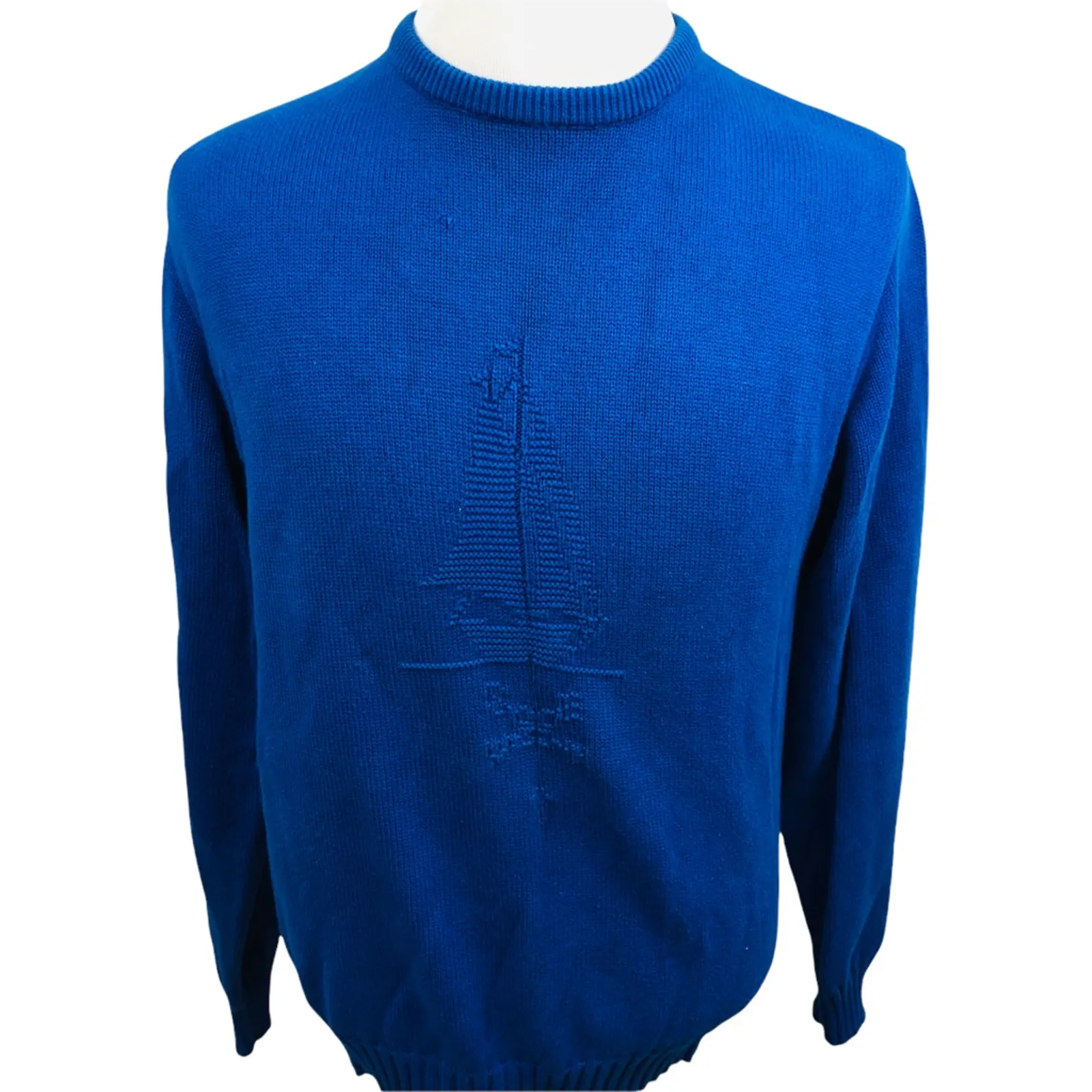 Product image for Vintage Lord Jeff Sailboat Sweater Mens Large Blue Boat Ribbed Pullover USA READ - pre-owned---good - Lord Jeff