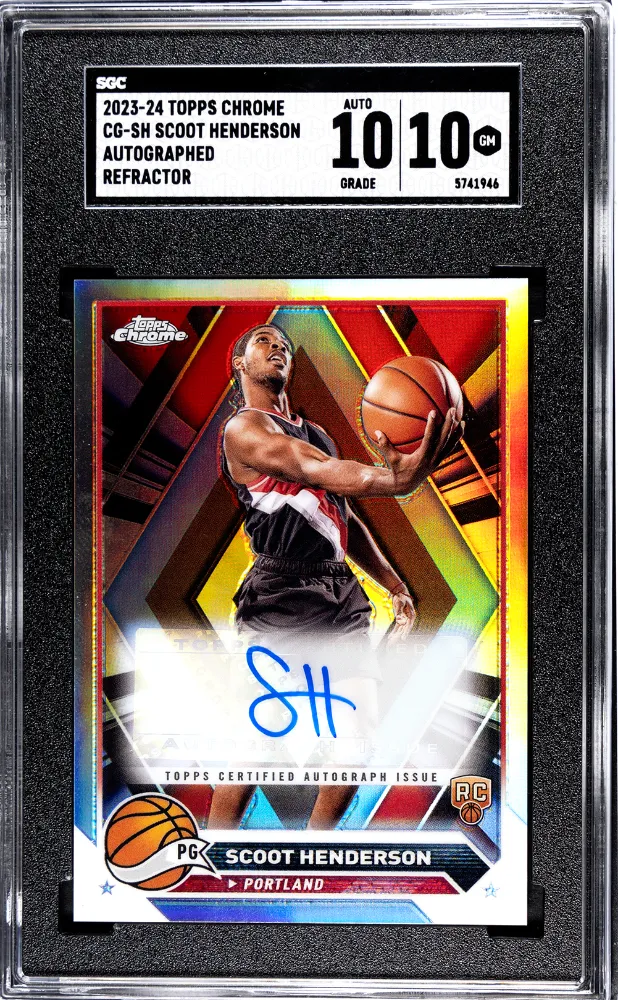Product image for 2023 Topps Chrome Scoot Henderson #CG-SH Autograph Refractor SGC 10 Auto 10 - Scoot Henderson - 2023 - 10 - Basketball - CG-SH - Topps - Scoot Henderson - 2023 Topps Chrome - 3 - 0