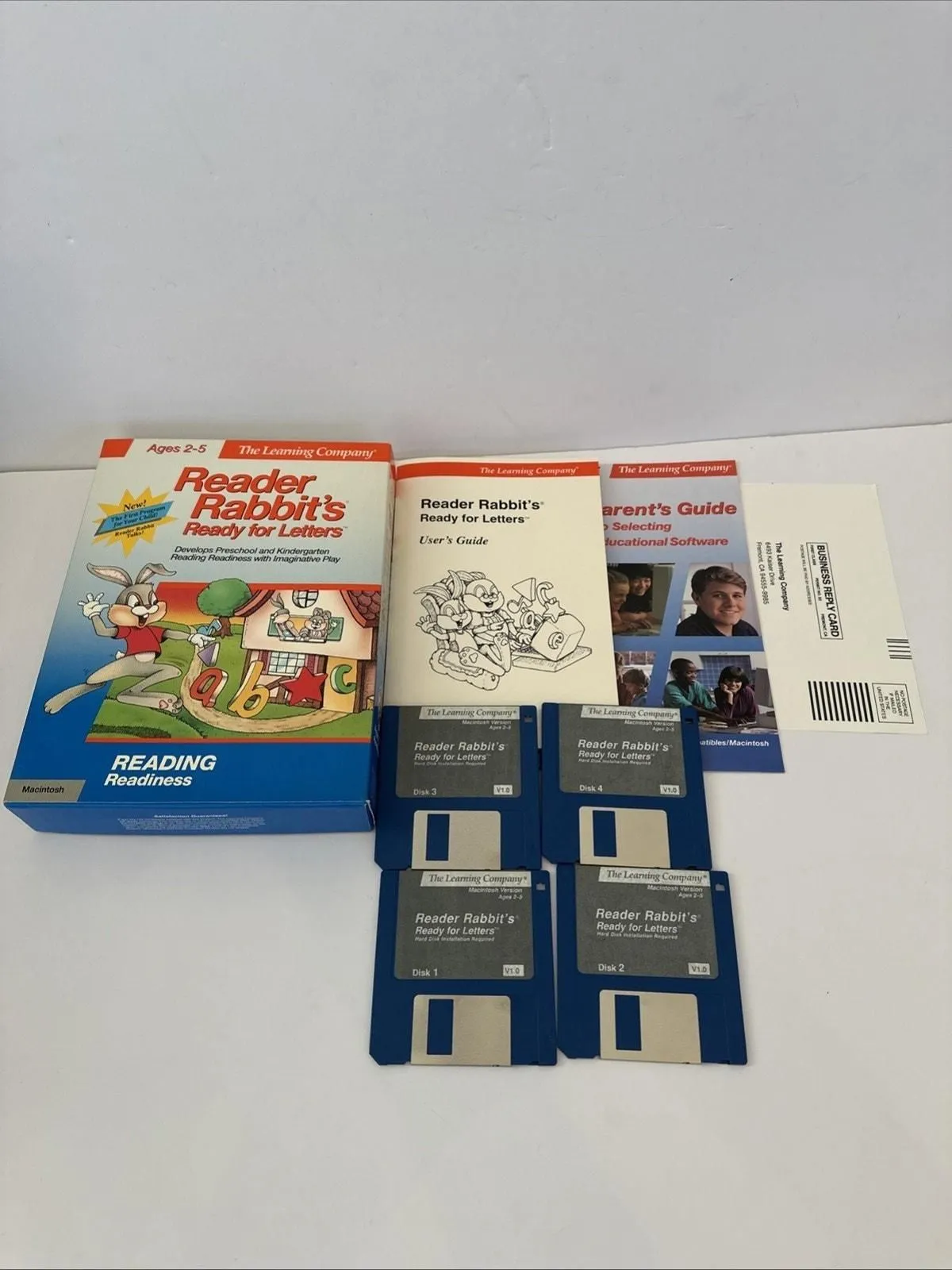Product image for Vintage Macintosh Learning Company Reader Rabbit's Ready for Letters Big Box PC￼