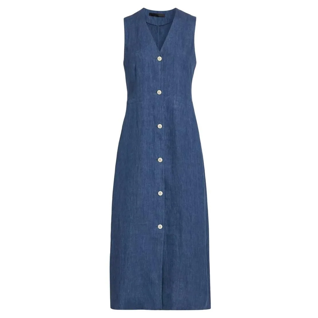 Product image for Jenni Kayne Callan Linen Midi-Dress in Blue, Size M - new-with-tags - Jenni Kayne