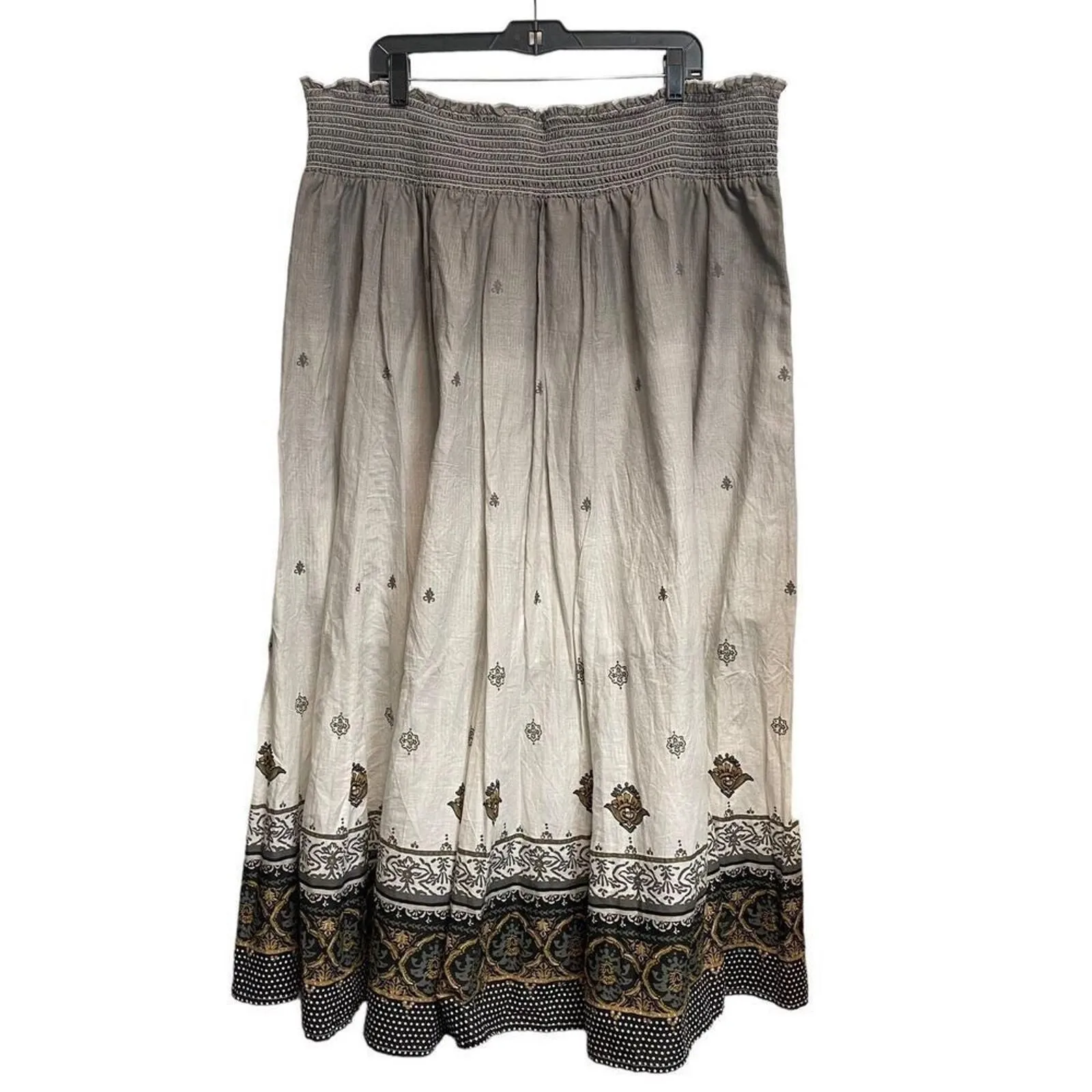 Product image for Lane Bryant Womens SKIRT Plus 22/24 Gypsy Boho Ombre Layered Smocked Rhinestones - Lane Bryant