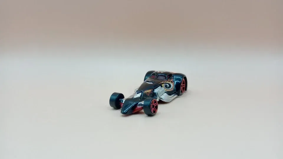 Product image for Hot Wheels Hammered Coupe Top Death Face Red Rims Black Exterior Red Windows