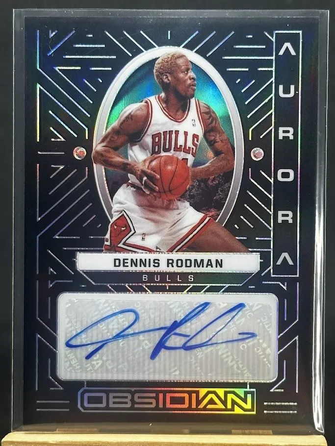 Product image for Dennis Rodman 2021-22 Panini Obsidian Aurora Auto 25/99 #AUR-DRO - 2022 - Basketball - AUR-DRO - National Basketball Association (NBA) - 2021-22 Panini - Dennis Rodman - Obsidian Aurora Auto 25/99 - Chicago Bulls