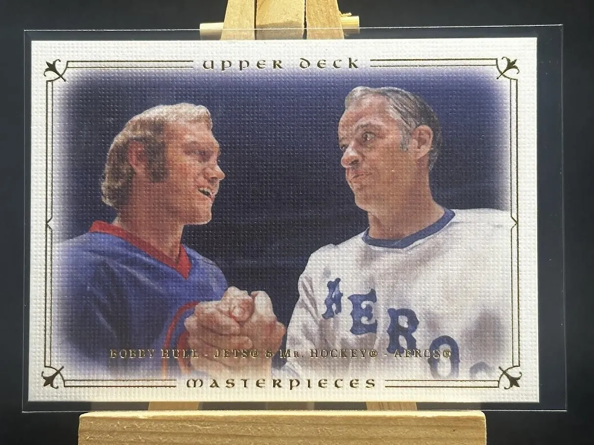 Product image for Bobby Hull Gordie Howe 2008-09 UD Upper Deck Masterpieces Hockey Canvas #28 - 2008 - Ice Hockey - 28 - National Hockey League (NHL) - 2008-09 UD - Gordie Howe, Bobby Hull - Upper Deck Masterpieces Hockey Canvas - Detroit Red Wings, Winnipeg Jets, Chicago Blackhawks