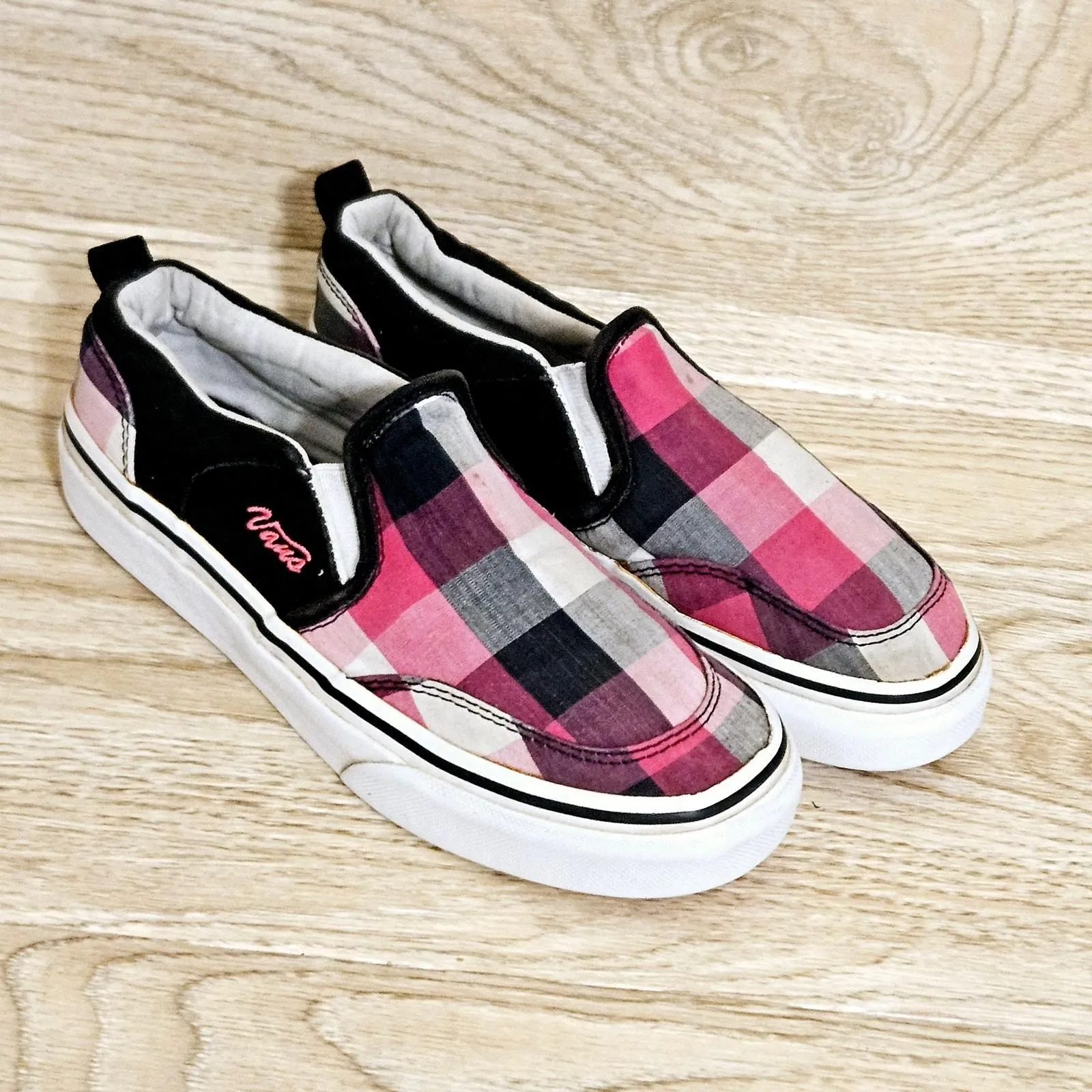 Pink Black Plaid Vans Vans Pink Black Gingham Plaid Checkerboard - Main Image