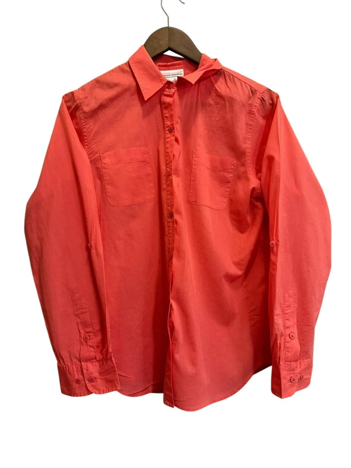 Product image for Jones New York Sport Orange Peach Women's Button Down Top Size Medium - pre-owned---good - Jones New York Sport